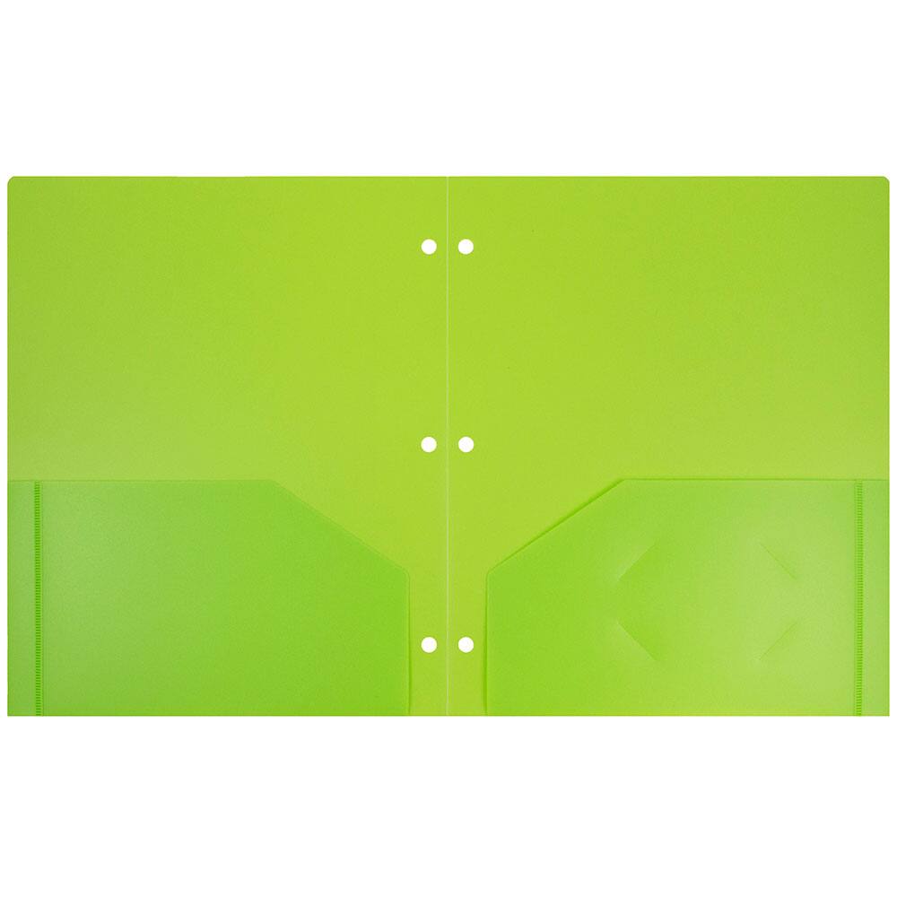 JAM Paper 3-Hole Heavy Duty Plastic Pocket Folder, 6ct.