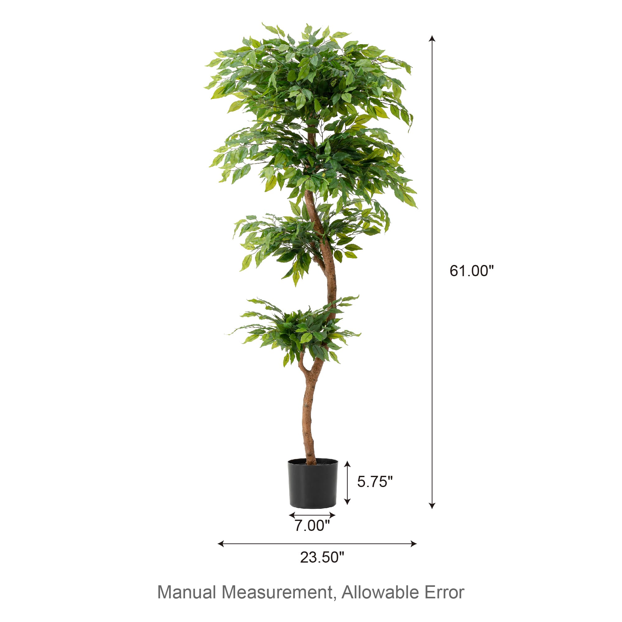 Glitzhome&#xAE; 5ft. Creative Shaped Faux Ficus Tree in Pot