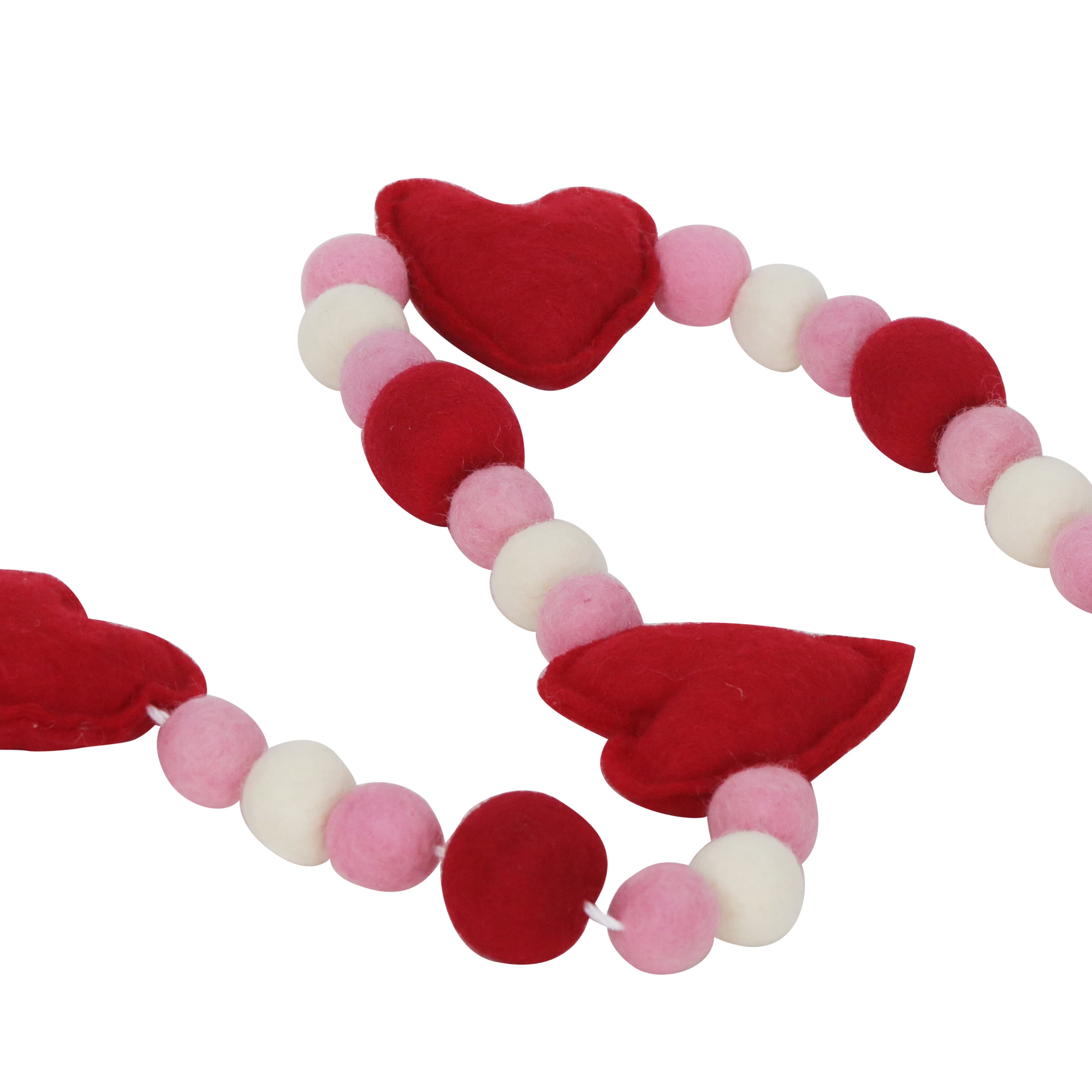 6ft. Hearts &#x26; Pom Poms Garland by Celebrate It&#x2122;