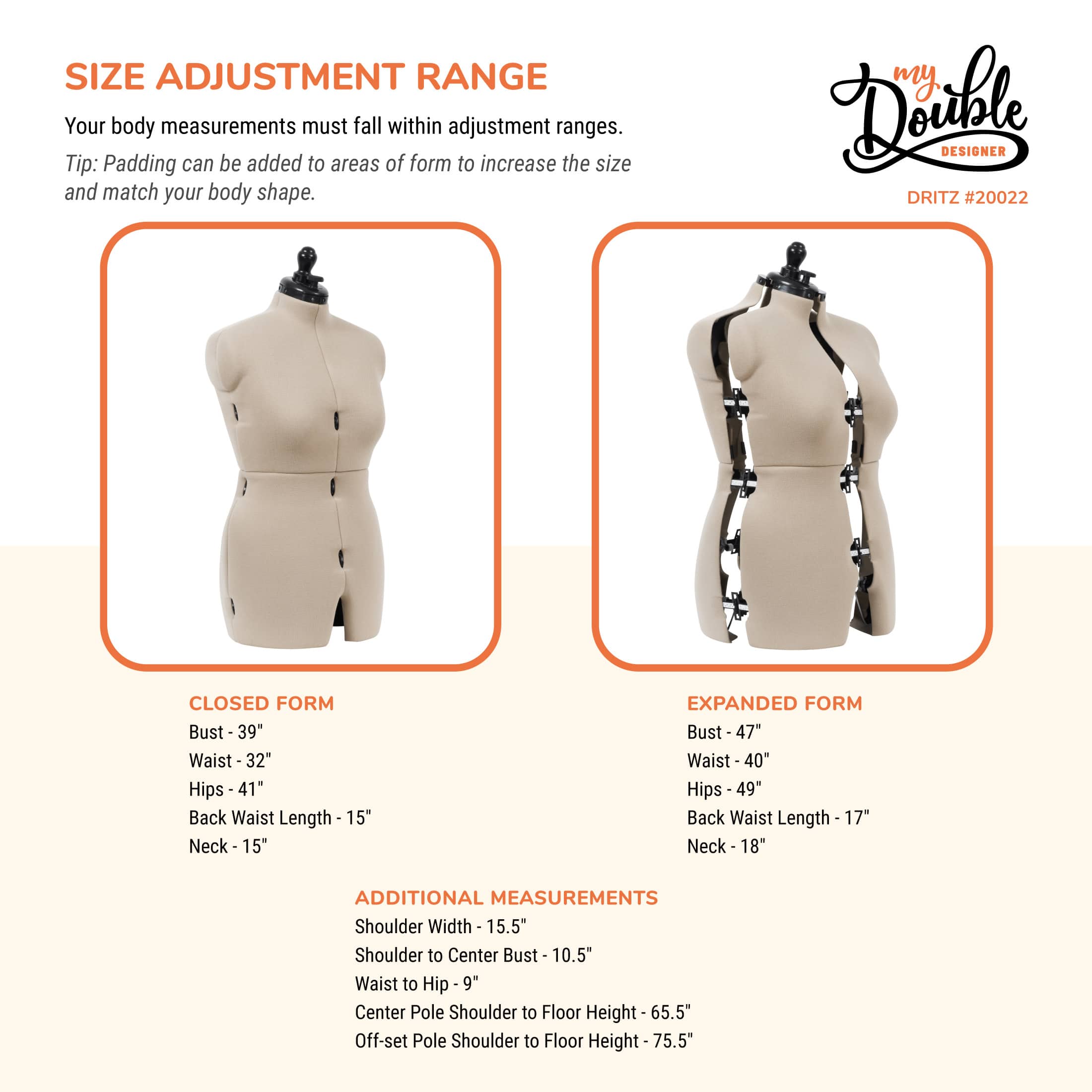 Dritz® My Double Designer Medium Dress Form with Adjustable Tri