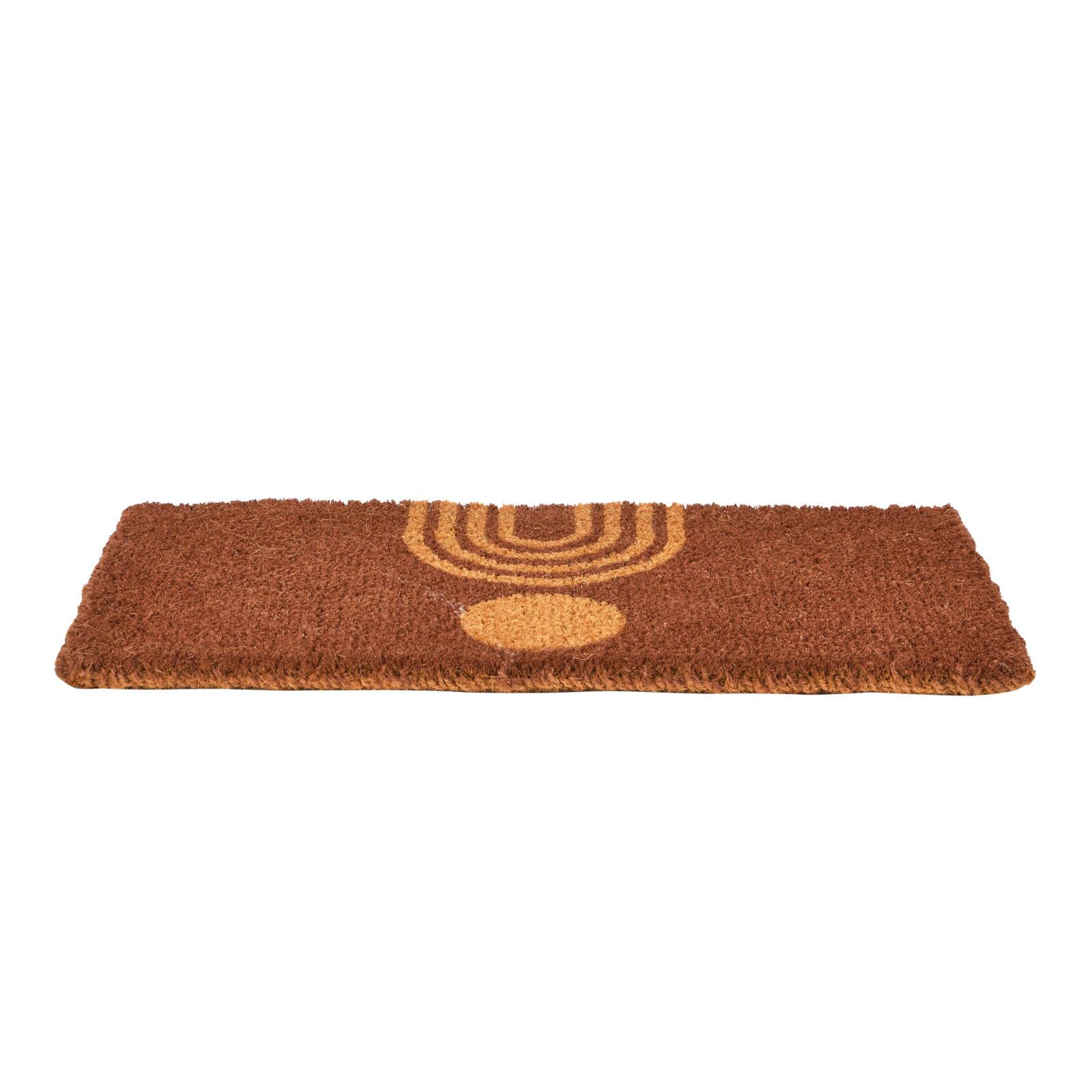 Natural Coir Doormat with Rainbow and Circle