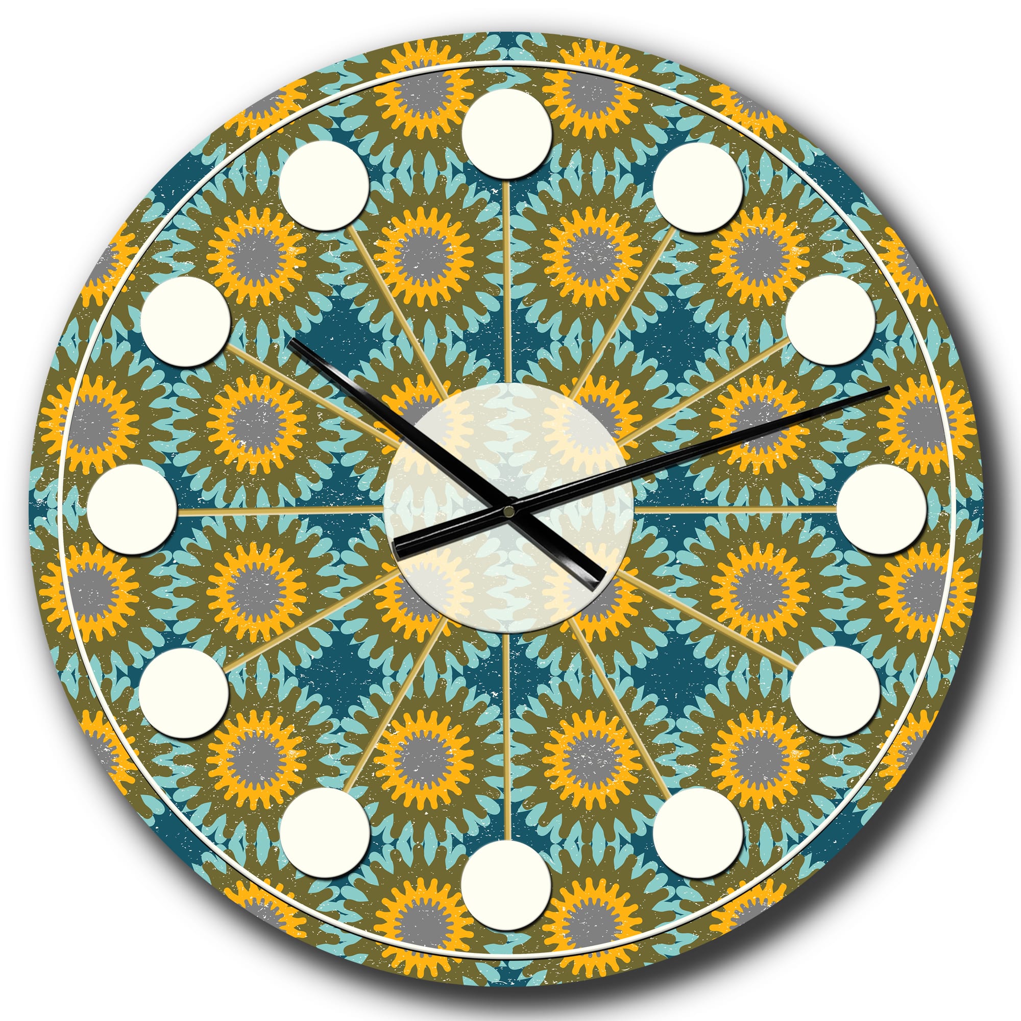 Designart 'Retro Circular Pattern I Mid-Century Modern Wall Clock