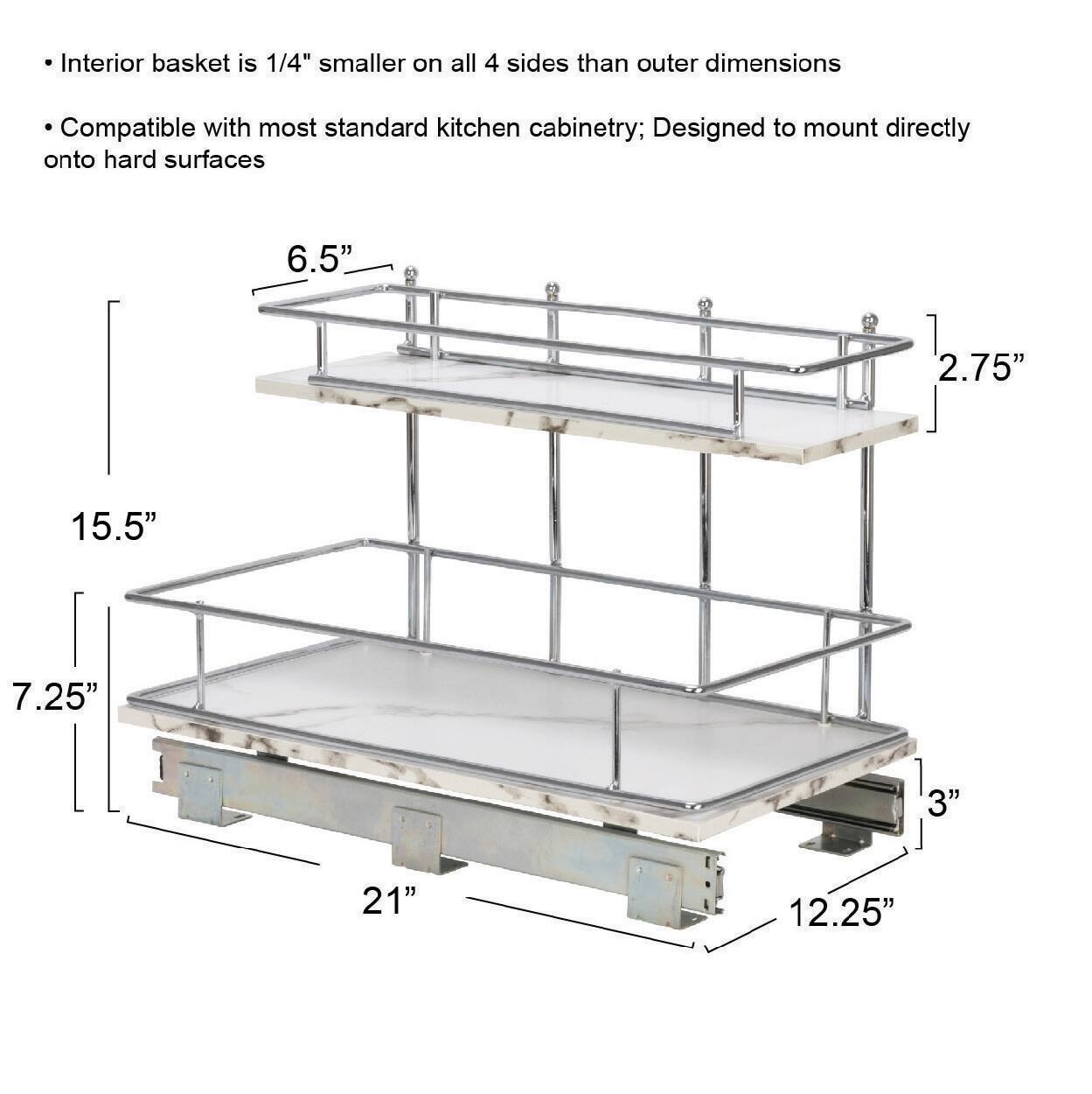 Household Essentials Glidez Marble 2-Tier Cabinet Organizer