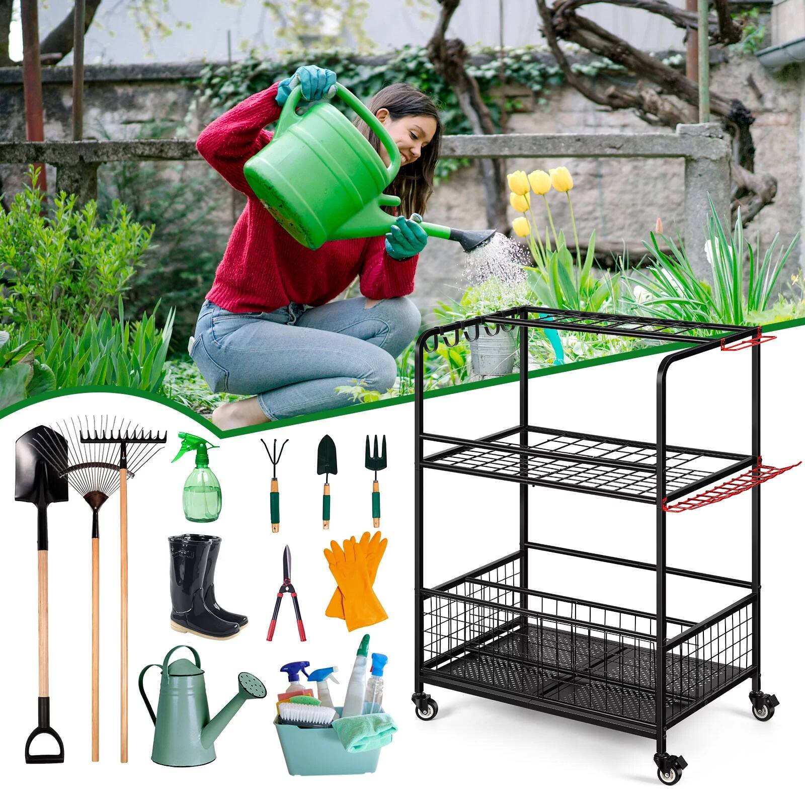 NEX&#x2122; Garden Tool Rolling Storage Organizer
