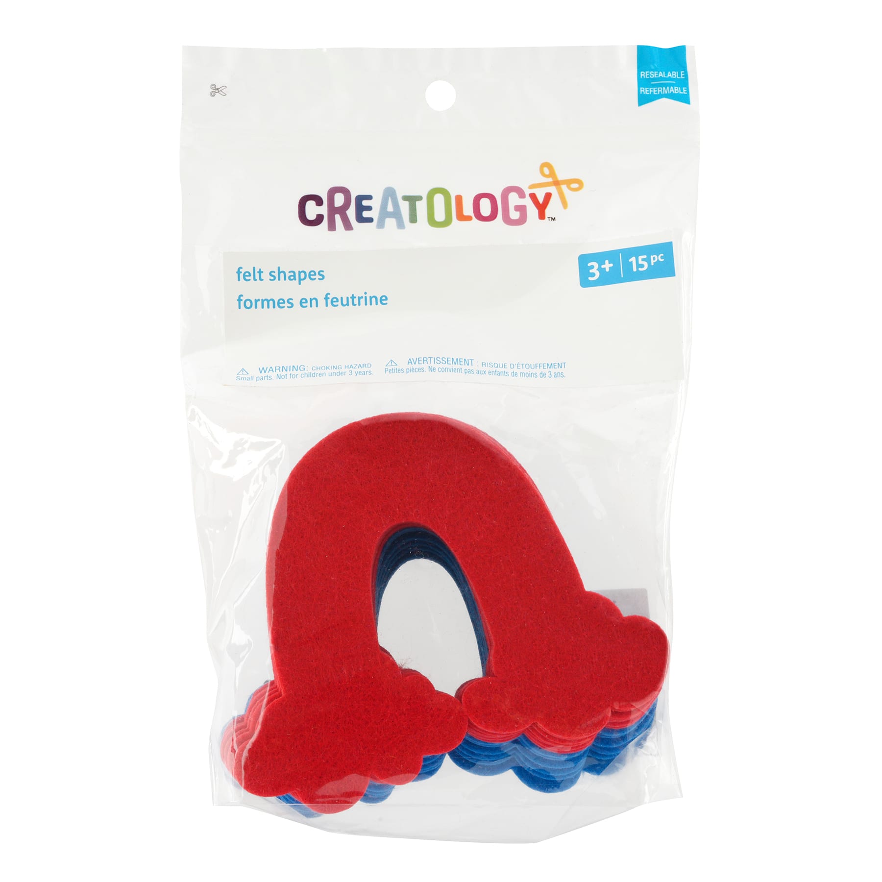 12 Packs: 15 ct. (180 total) Red &#x26; Blue Rainbow Felt Shapes by Creatology&#x2122;