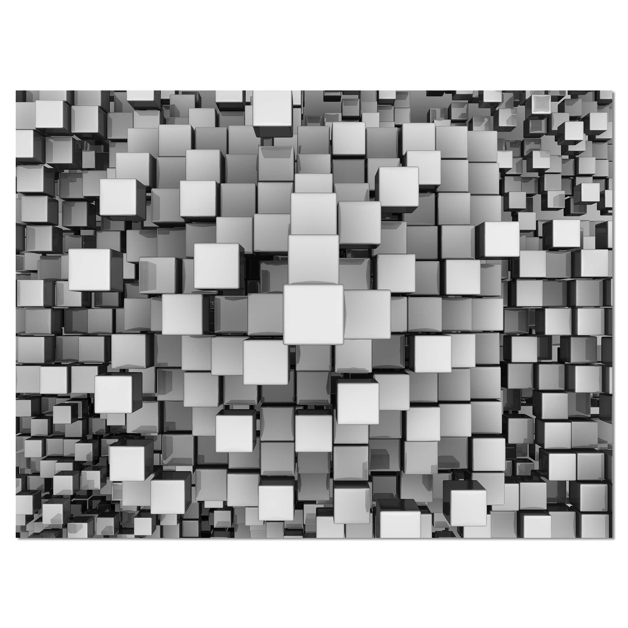 Designart - Black and Grey Cubes - Contemporary Canvas Art Print
