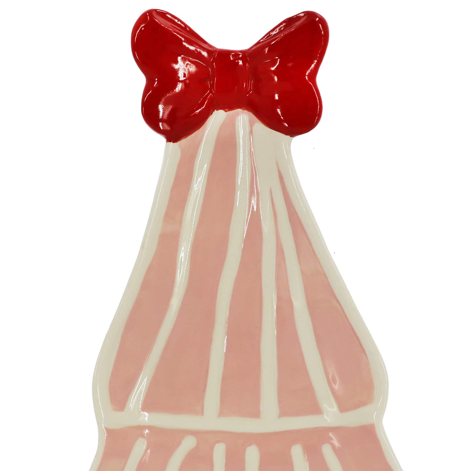 9.75&#x22; Pink &#x26; Red Christmas Tree with Bow Ceramic Plate by Ashland&#xAE;