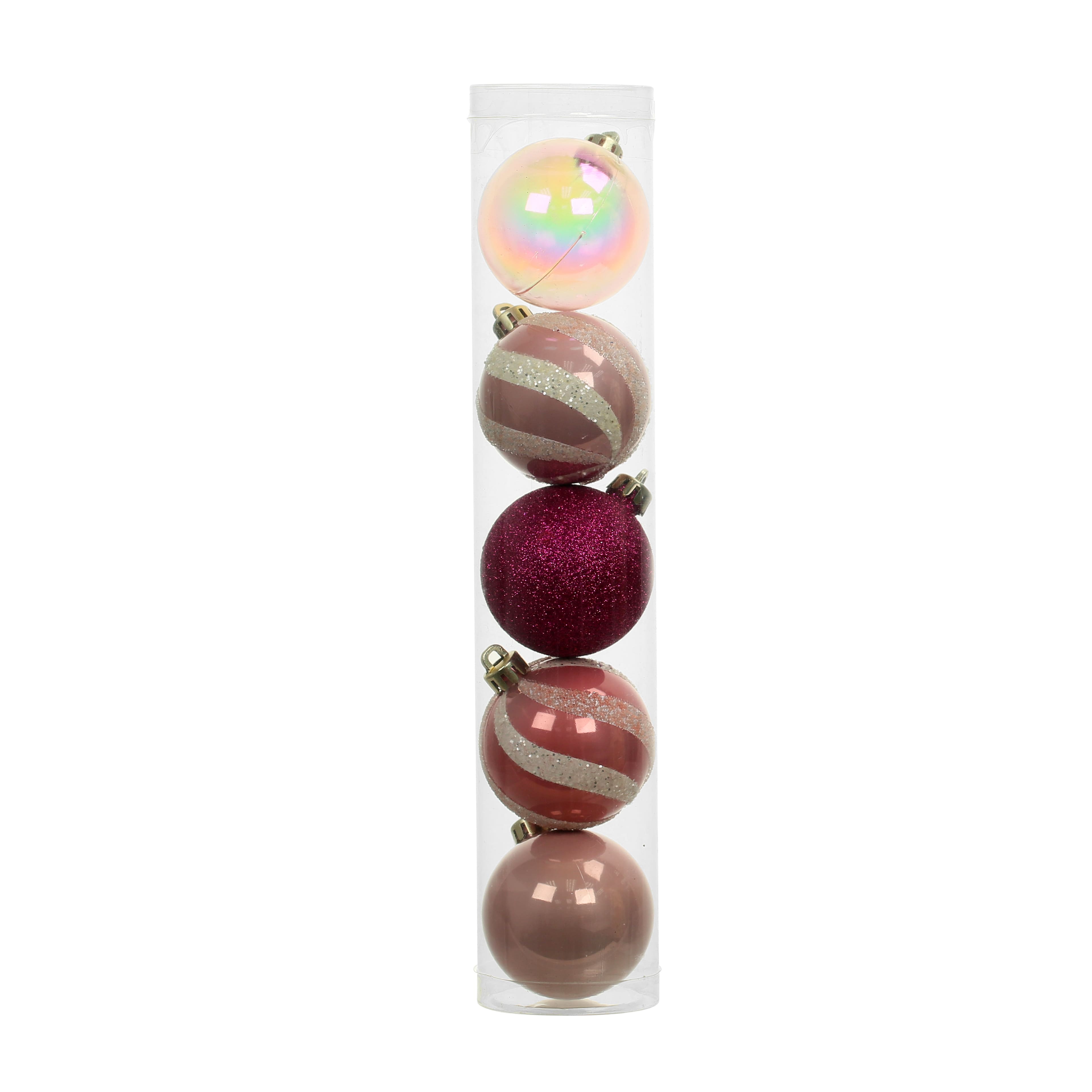 5 Pack 2.2&#x22; Holly Jolly Shatterproof Ball Ornaments by Ashland&#xAE; 