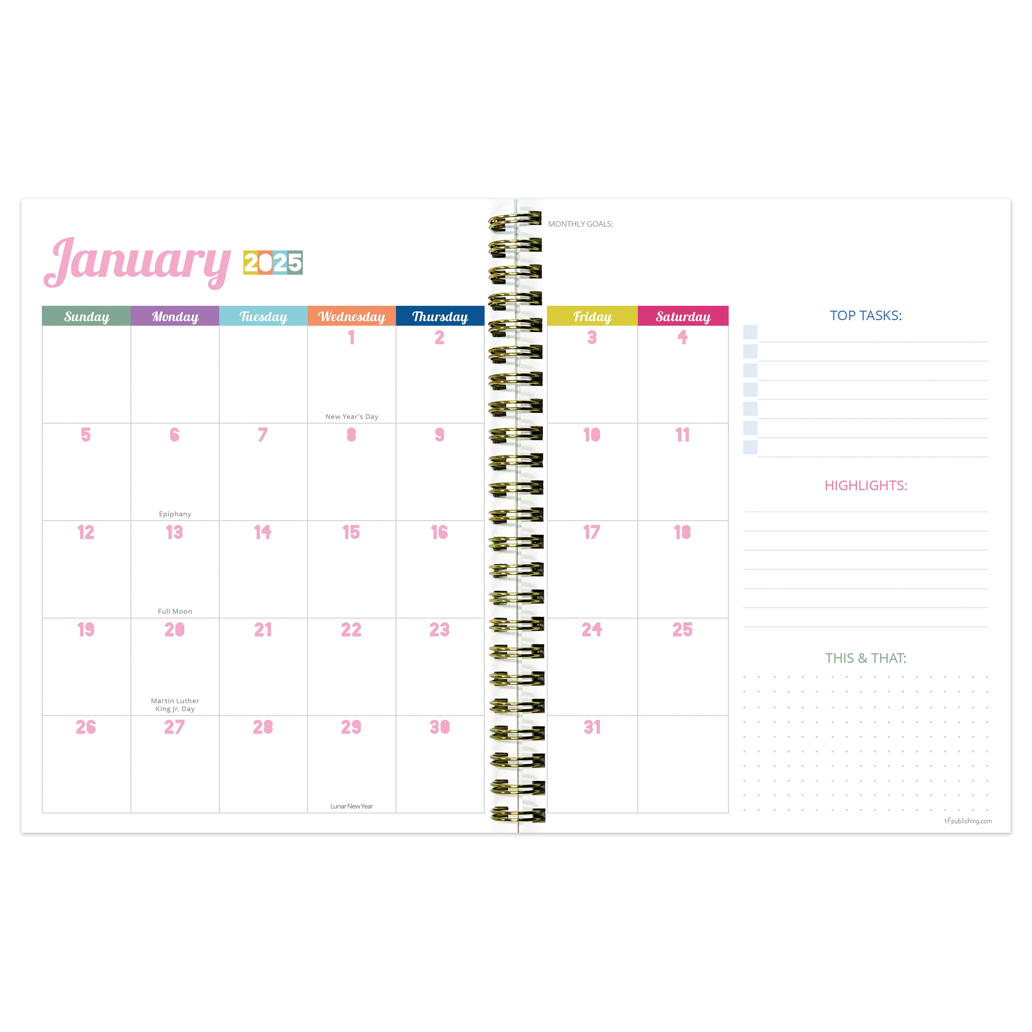 TF Publishing 2025 Medium Lil Buds Weekly Monthly Spiral Planner