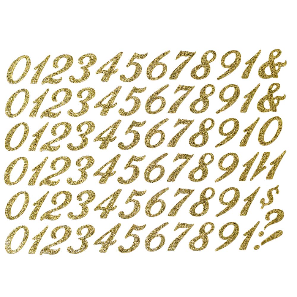 JAM Paper Numbers Gold Script Floral Adhesive
