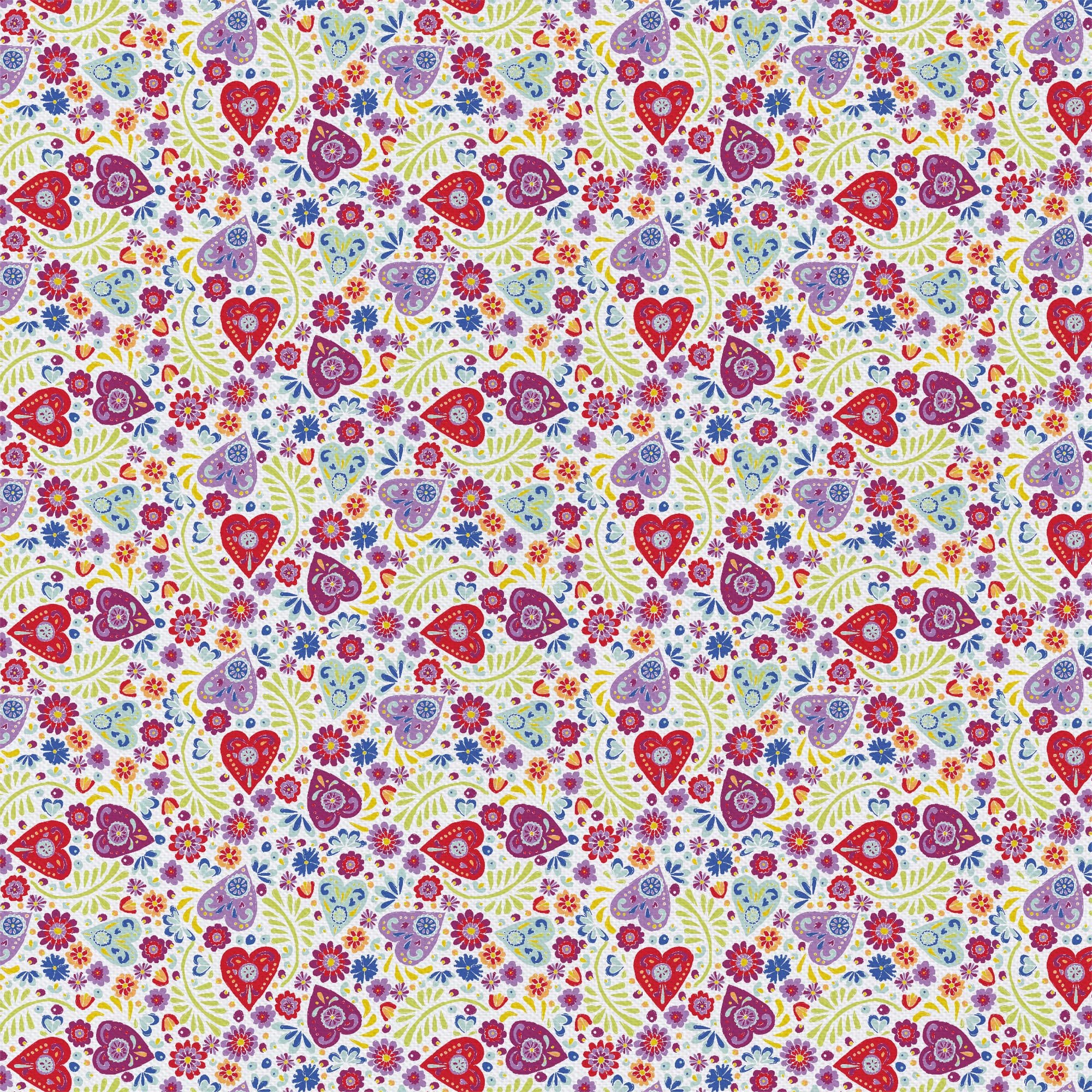 Camelot Fabrics White Paisley Hearts Cotton Precut Fabric
