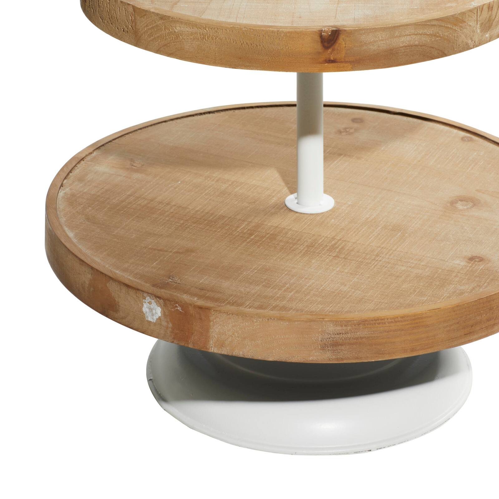Brown Wood Farmhouse Tiered Server, 16&#x22; x 29&#x22;