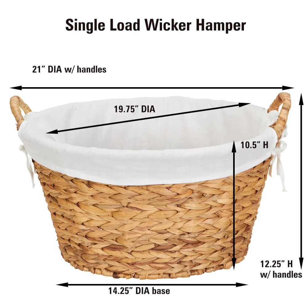Household Essentials 12.5&#x22; Round Wicker Laundry Basket with Handles