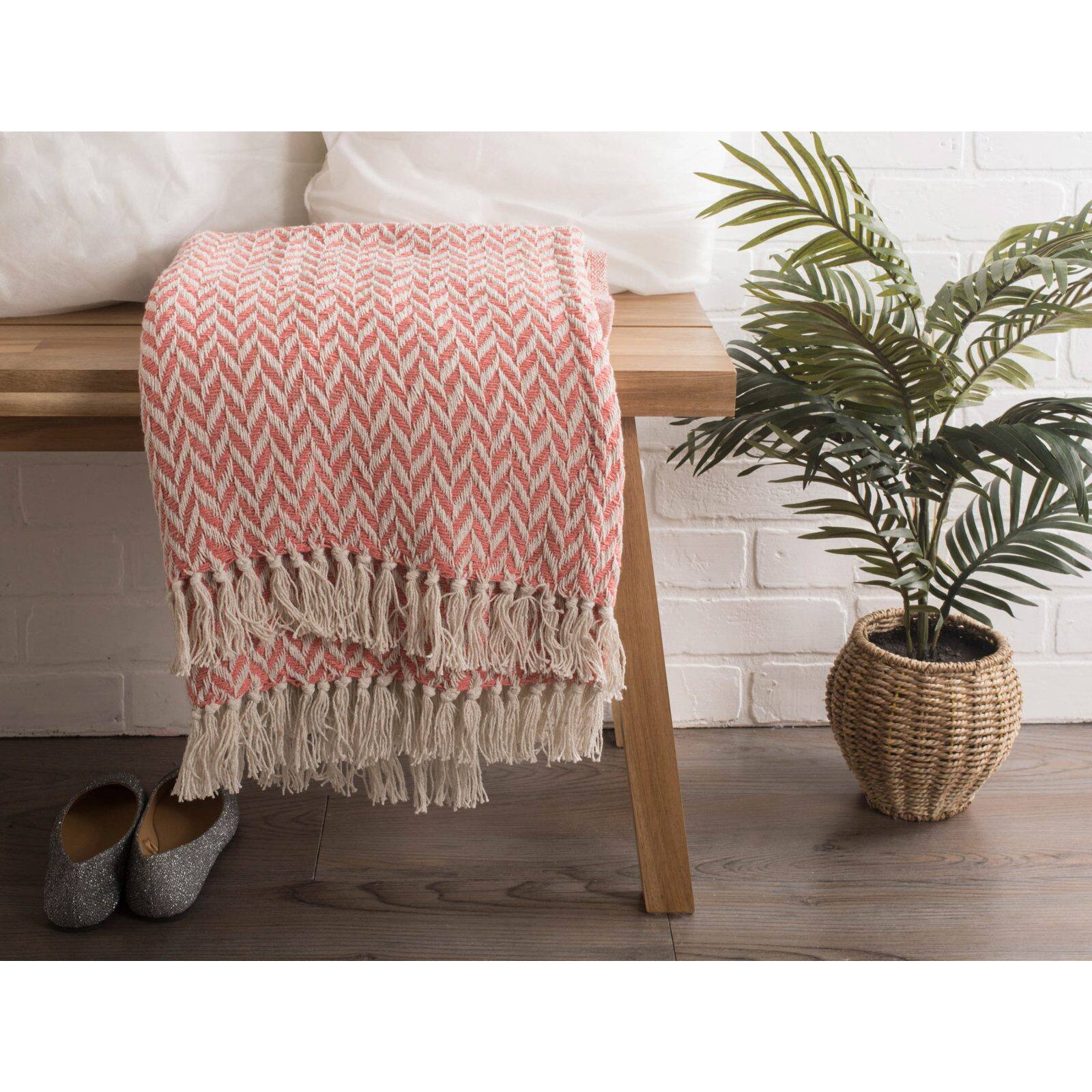 DII&#xAE; Blush Pink Zig-Zag Throw