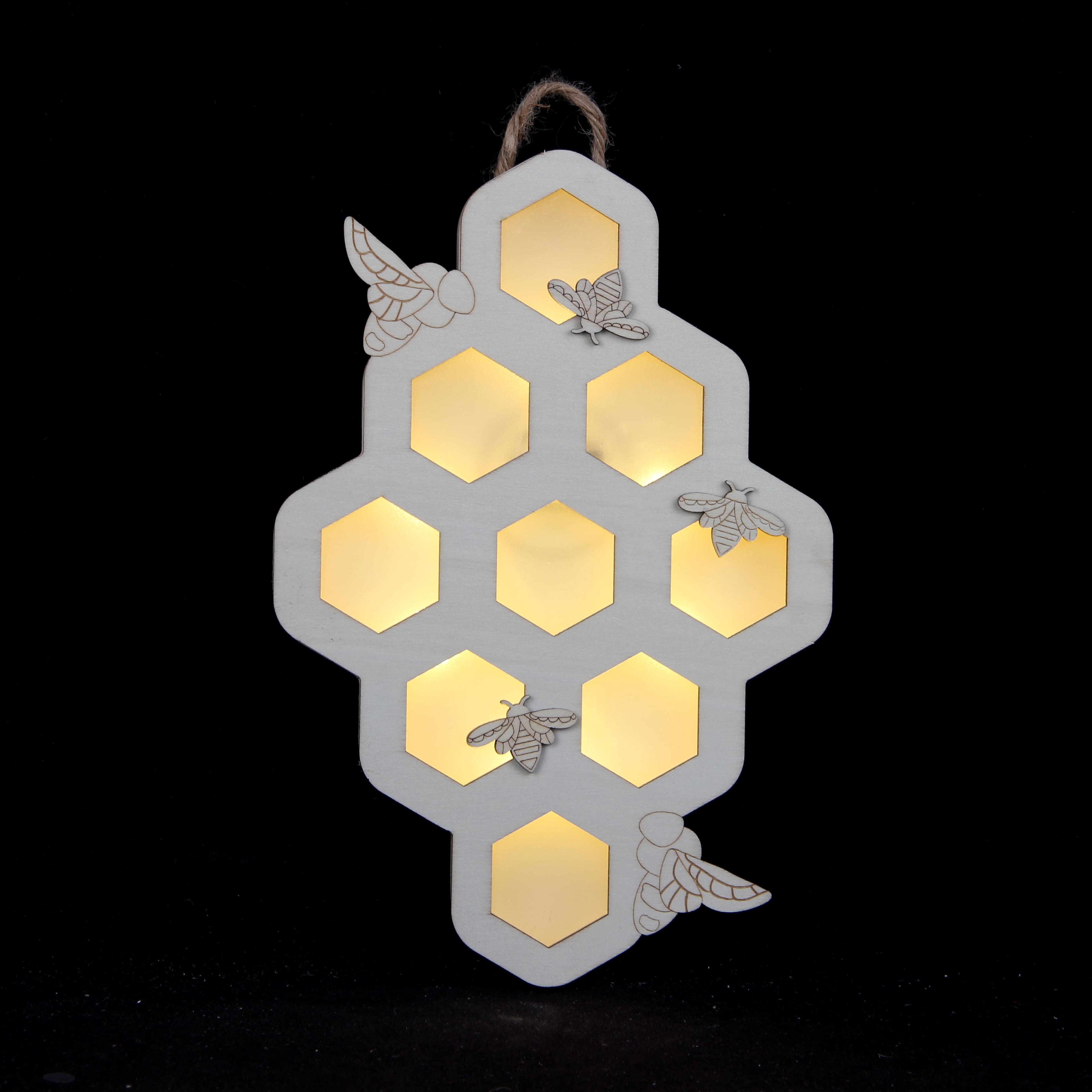 10&#x22; Beehive &#x26; Bees DIY LED Plywood D&#xE9;cor by Make Market&#xAE;