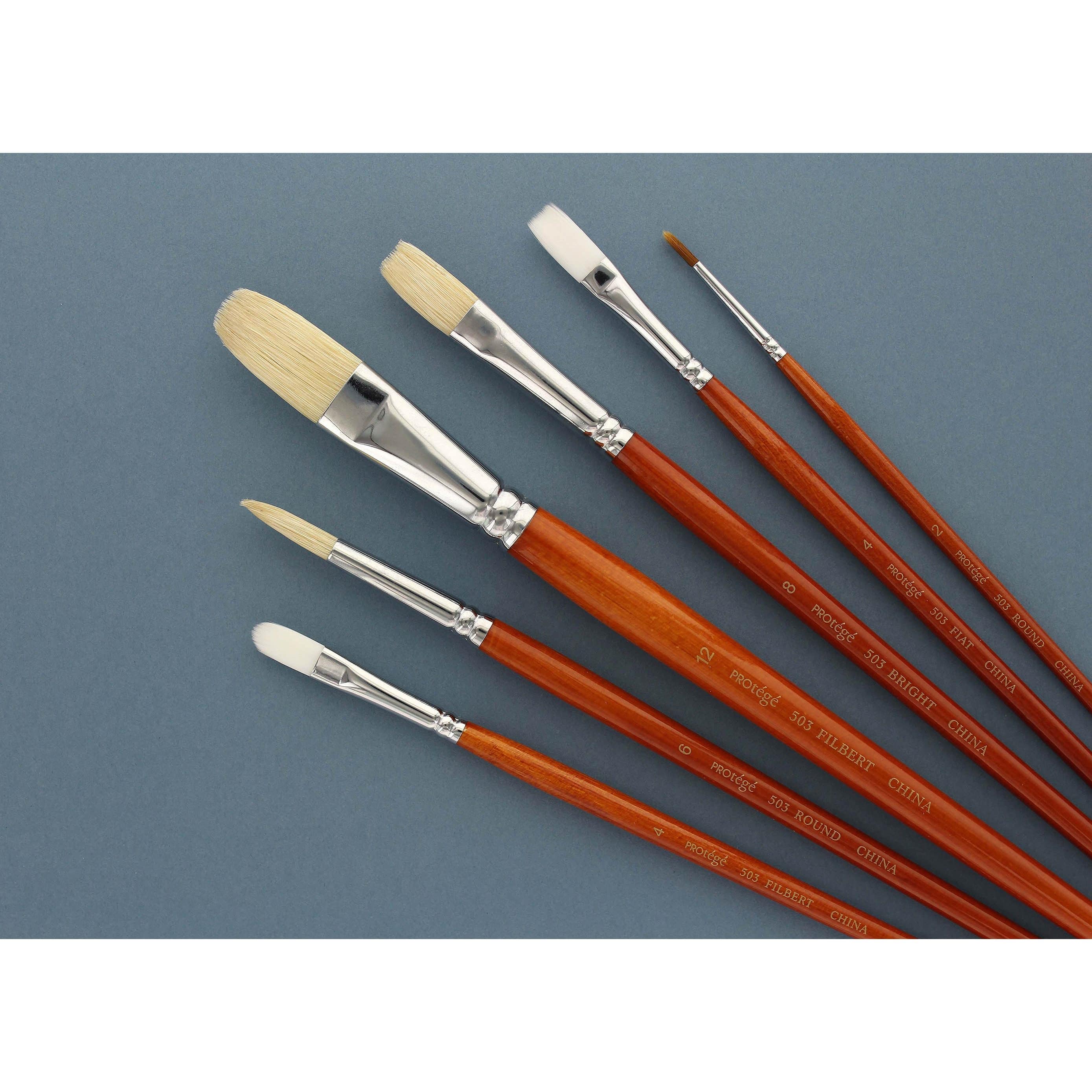 Prot&#xE9;g&#xE9; Hog Bristle Long Handle Variety 6 Piece Brush Set