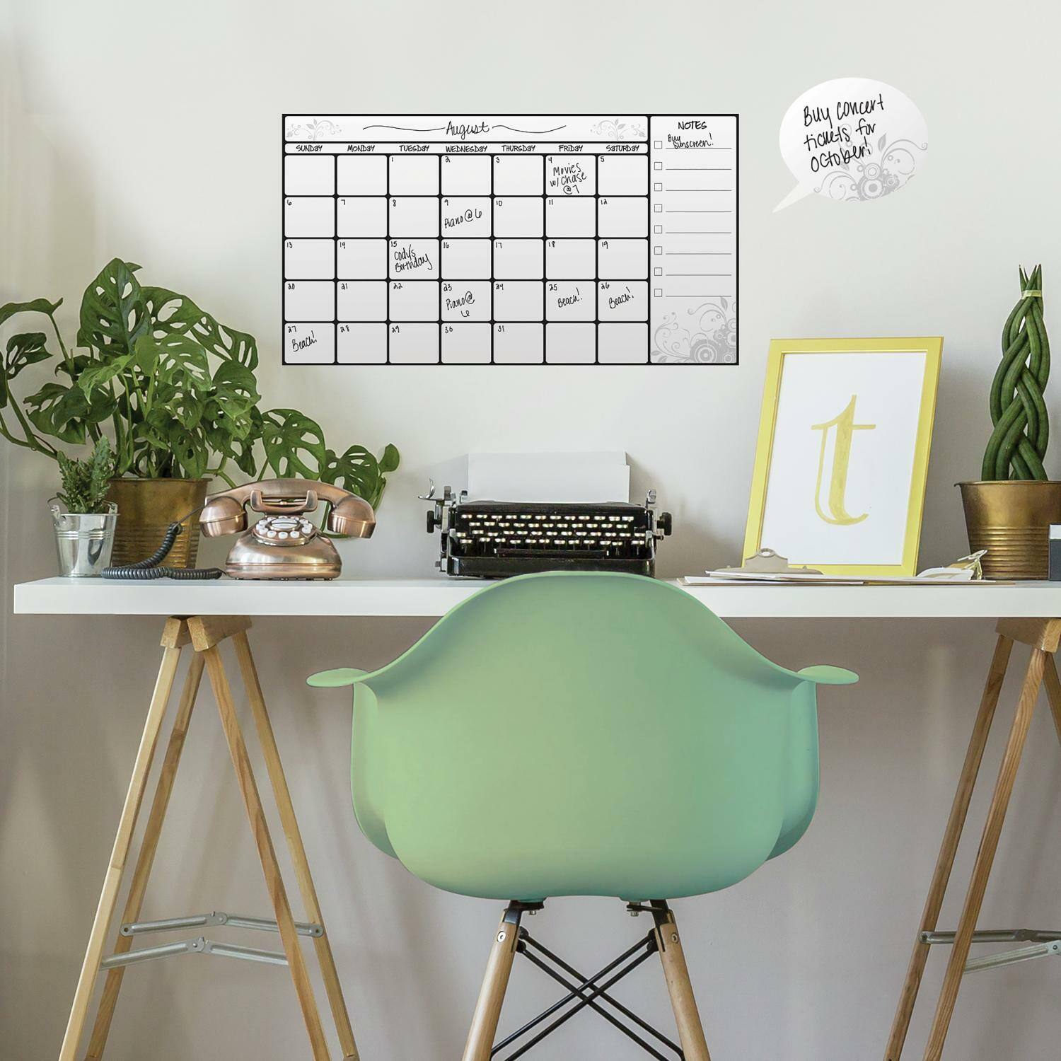 RoomMates Dry Erase Calendar Peel &#x26; Stick Wall Decal