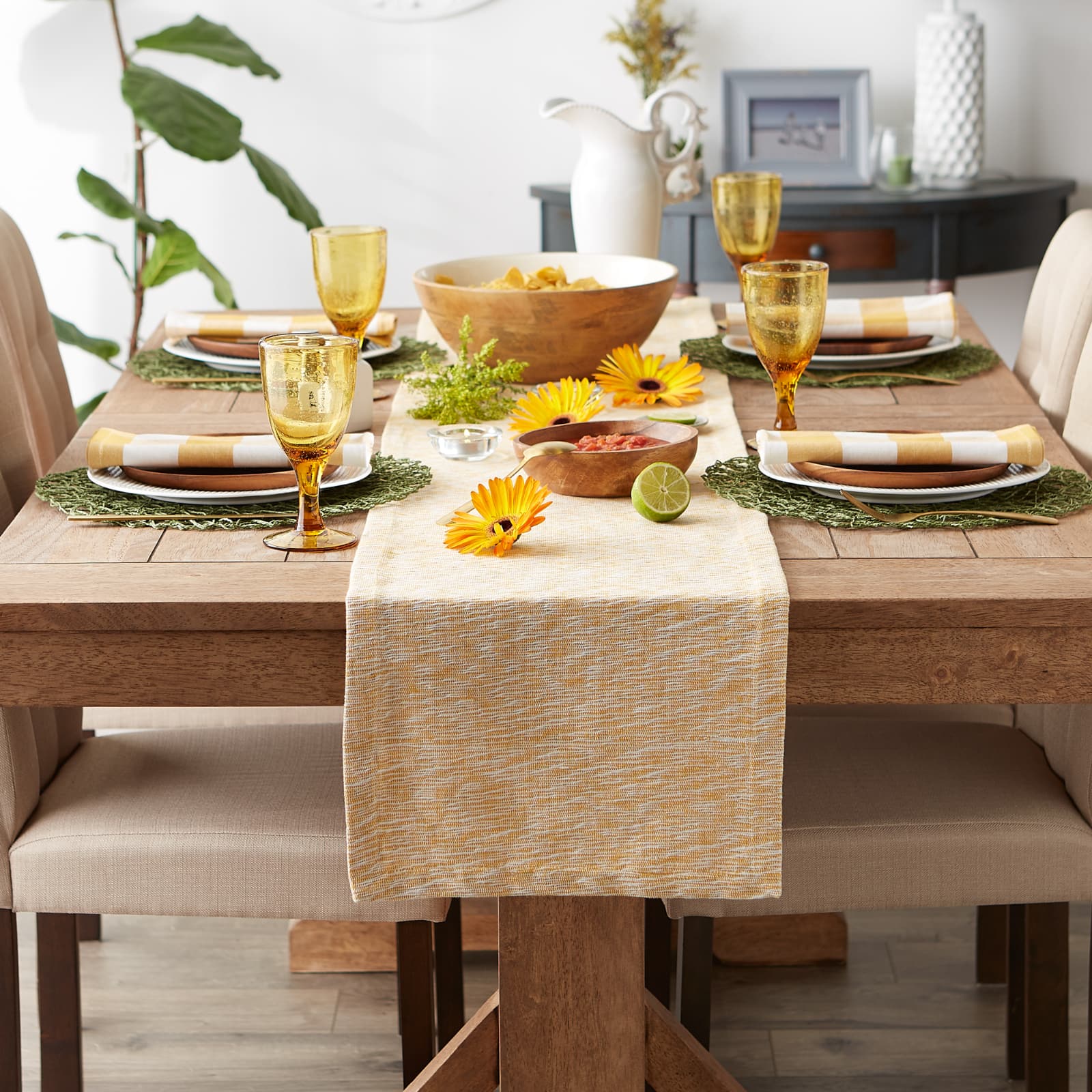 DII® 108" Tonal Recycled Cotton Slubby Rib Table Runner