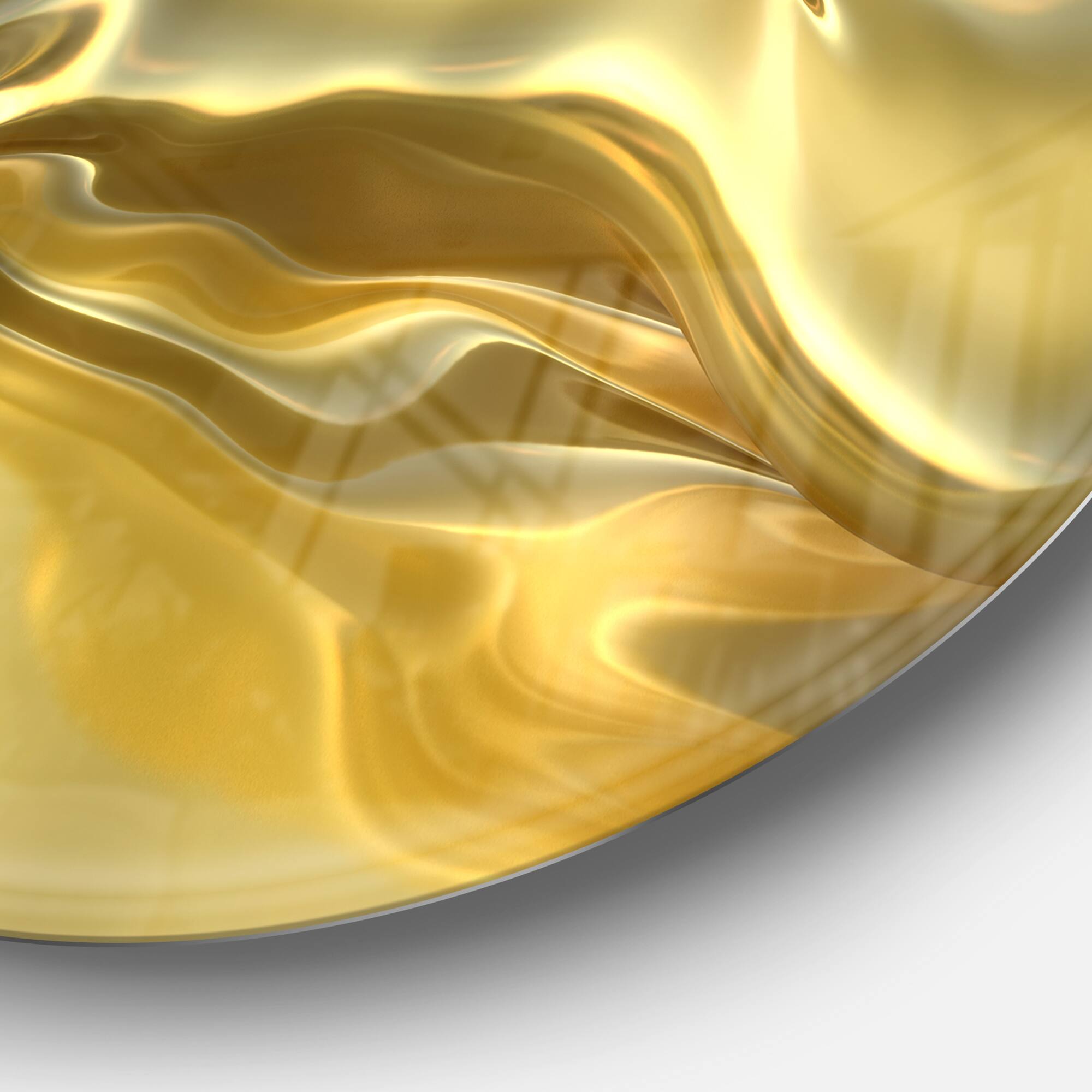 Designart - Golden Cloth Texture&#x27; Abstract Circle Circle Metal Wall Art