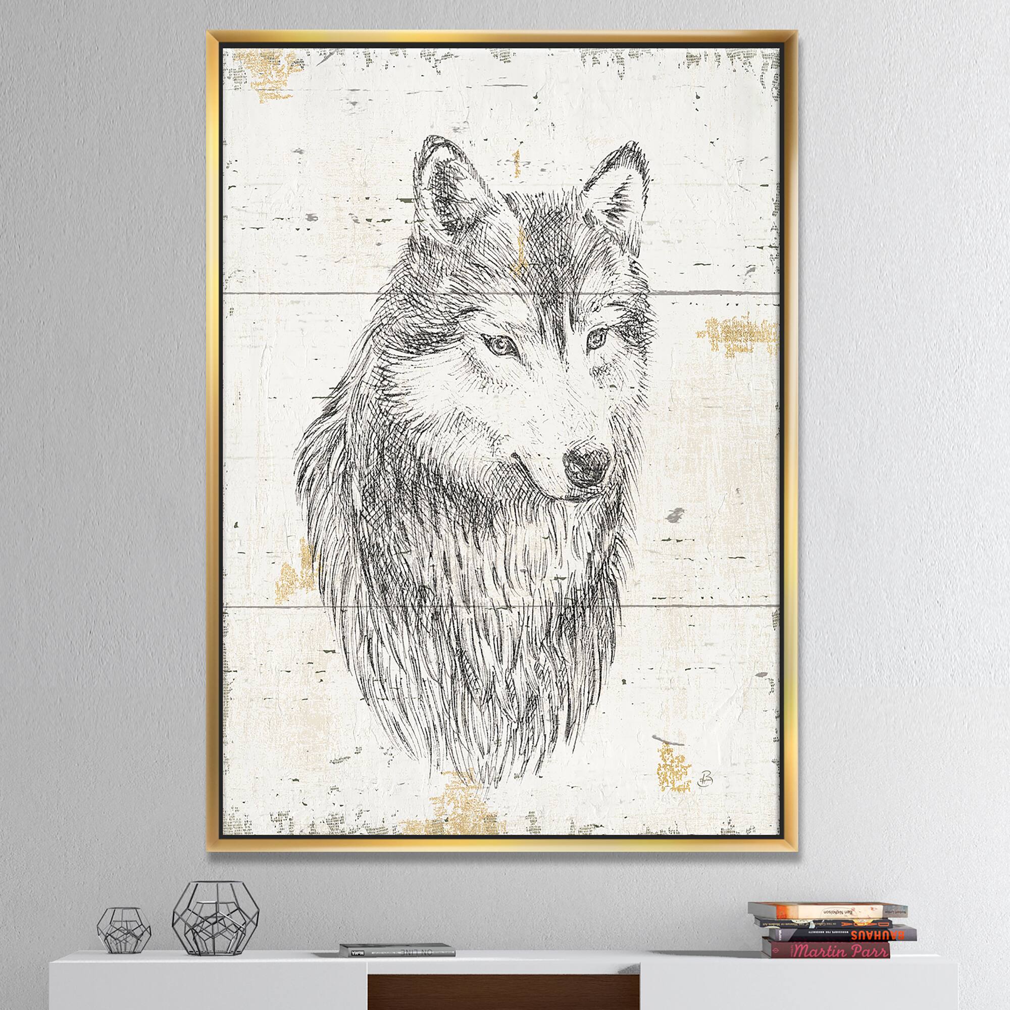 Designart - Wolf Wild and Beautiful III - Wildlife Animal Canvas in Gold Frame