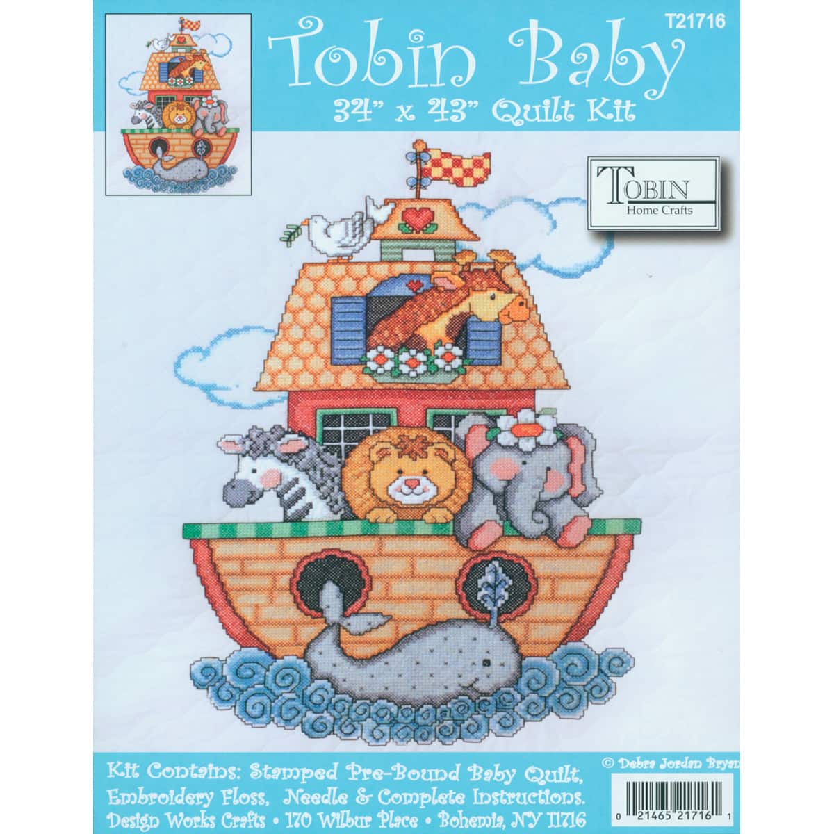 Tobin Baby Noah's Ark Stamped Quilt Cross Stitch Kit