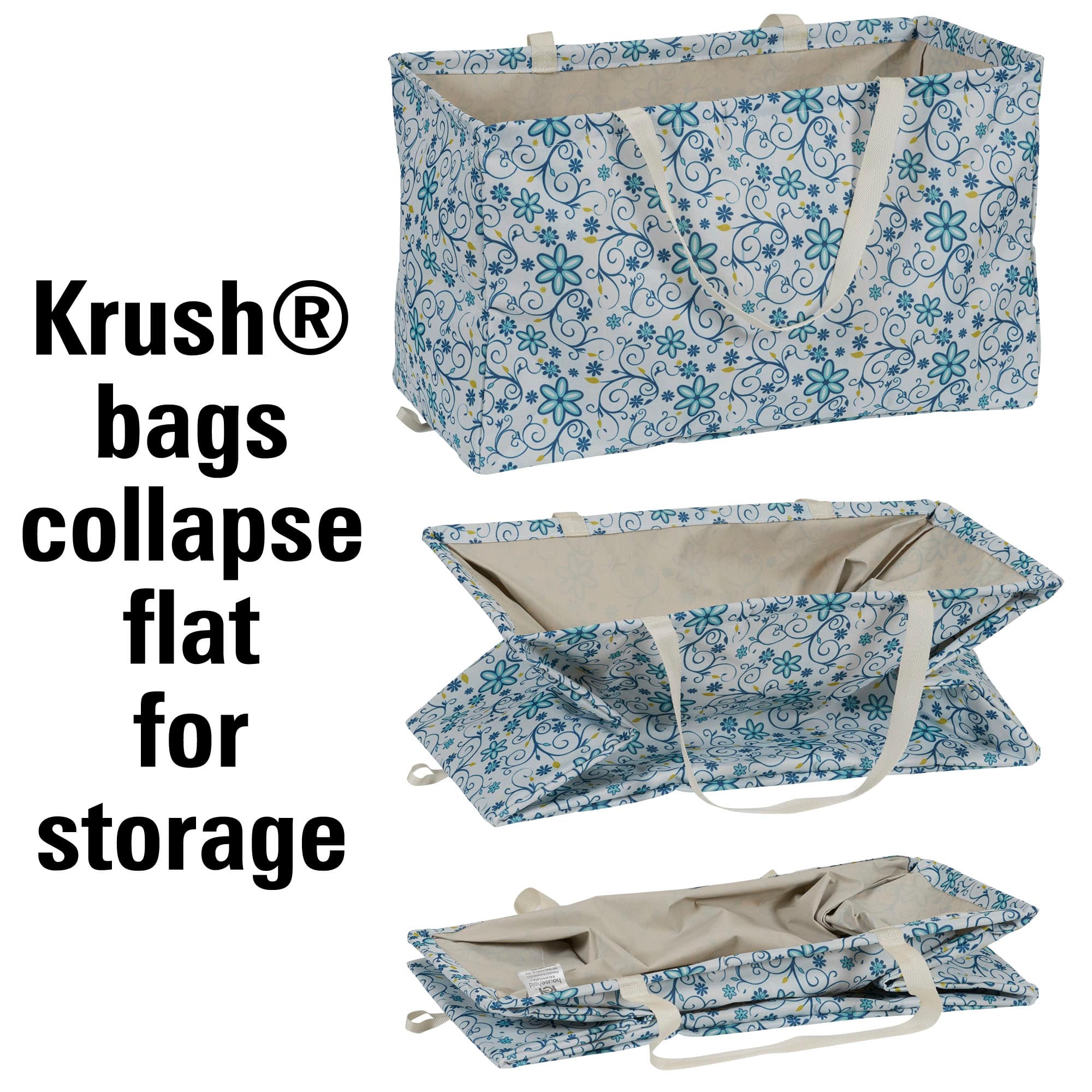 Household Essentials Krush® Blue Floral Canvas Tote