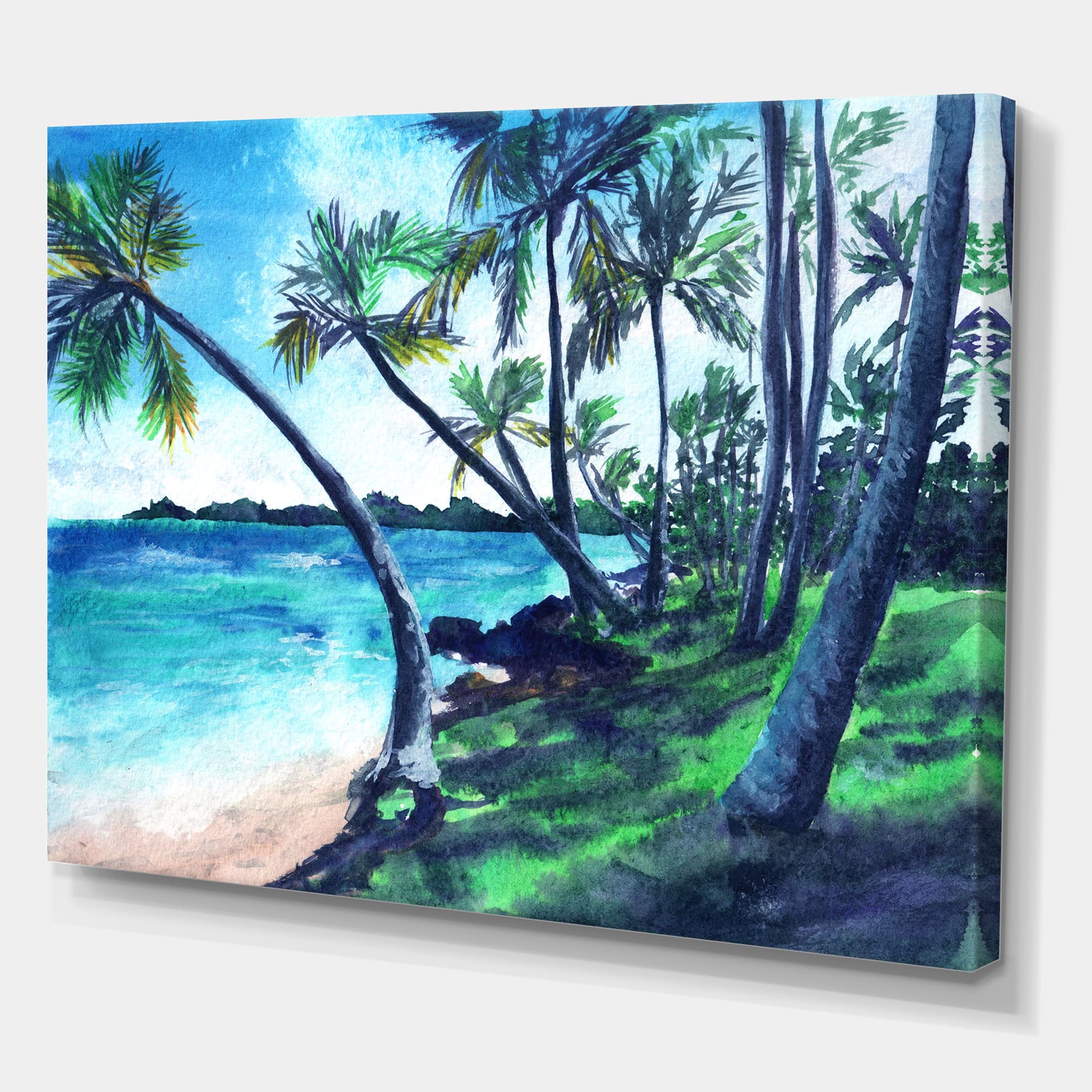 Designart - Tropical Beach In Summer Paradise - Nautical &#x26; Coastal Canvas Wall Art Print