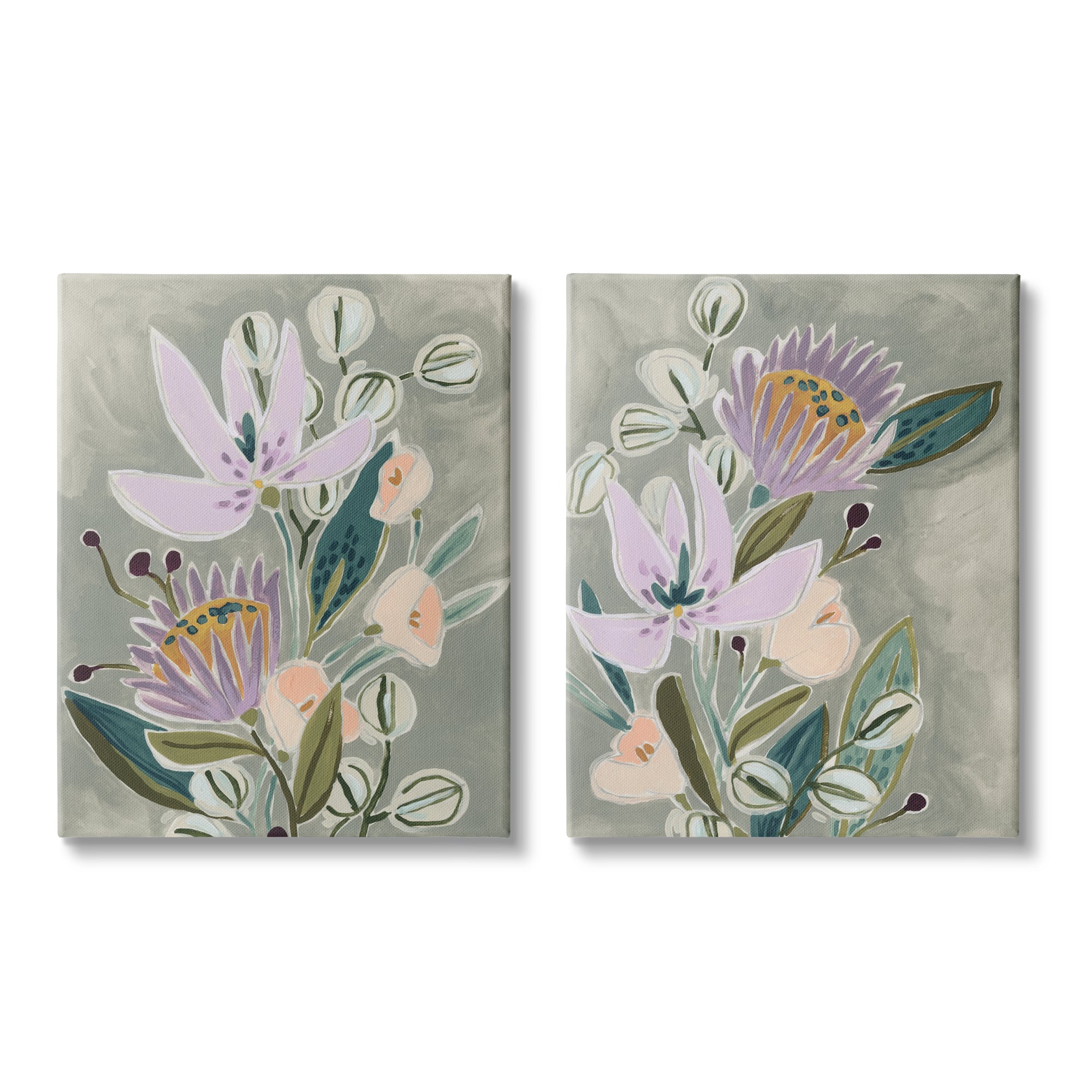 Stupell Industries Abstract Purple Floral Arrangement Canvas Wall Art Set