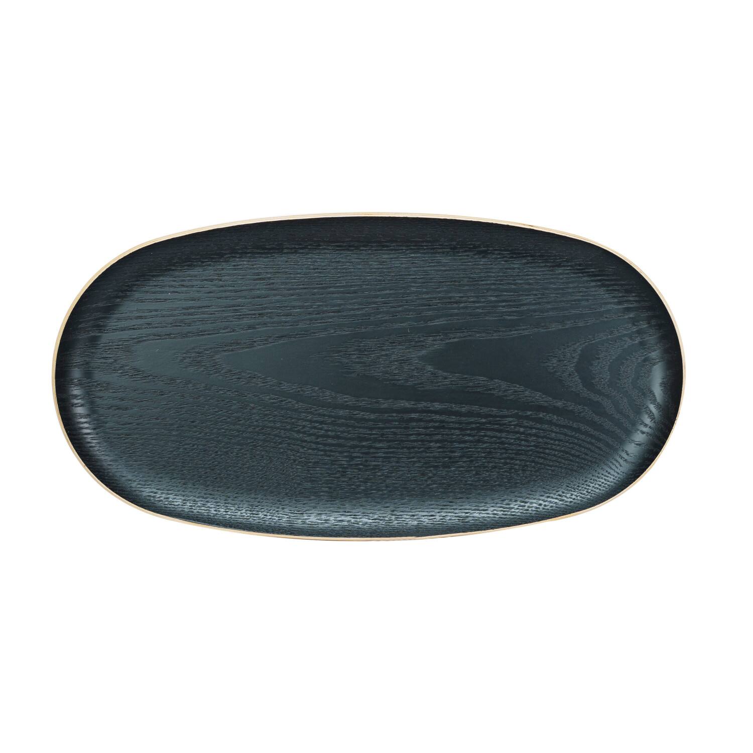 Hello Honey® 13.75" Black Oval Oak Wood Serving Tray