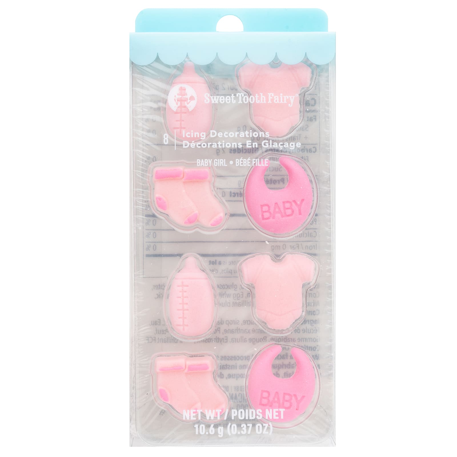 Sweet Tooth Fairy&#xAE; Pink Baby Girl Icing Decorations, 8ct.