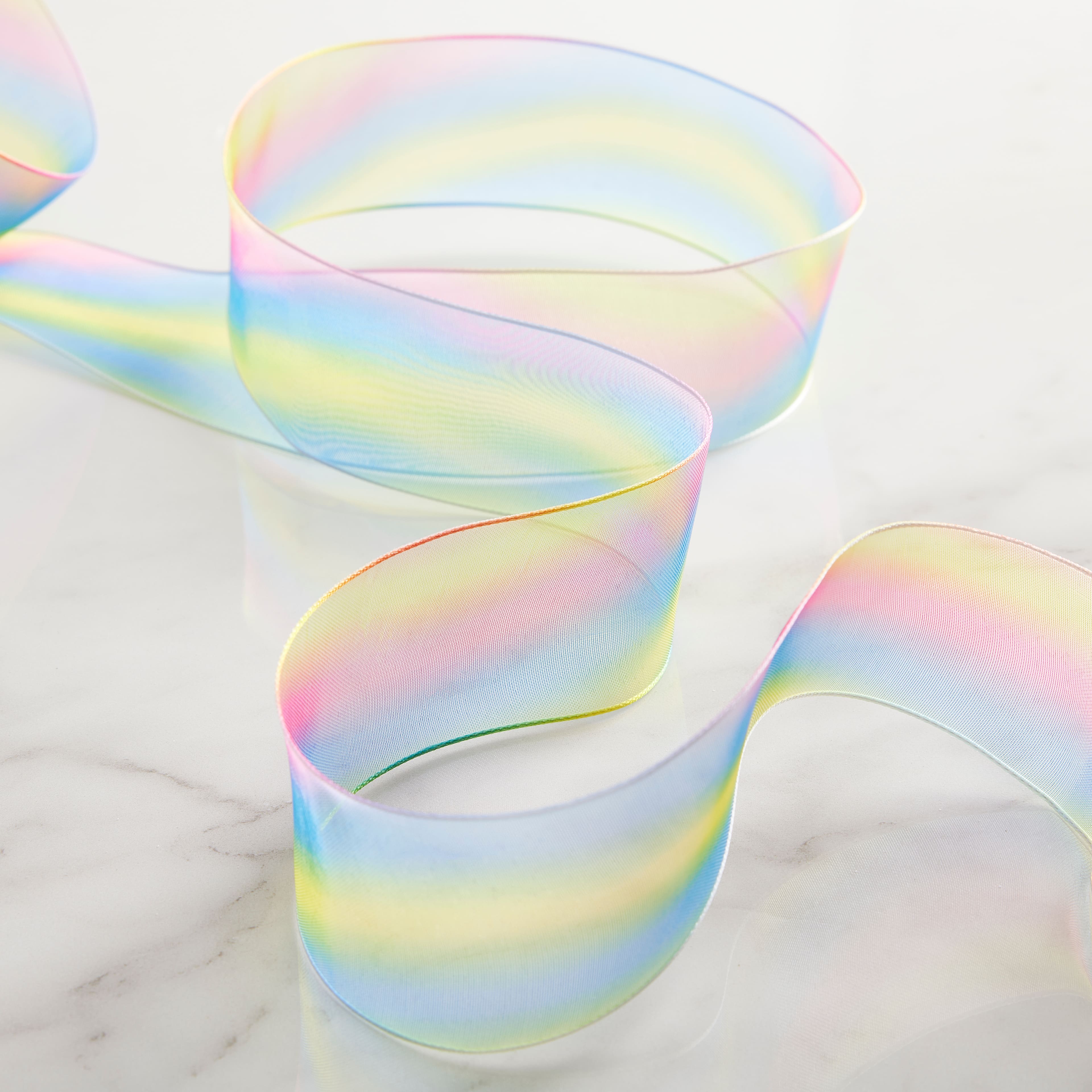 1.5 Sheer Wired Rainbow Striped Ribbon by Celebrate It™ 360