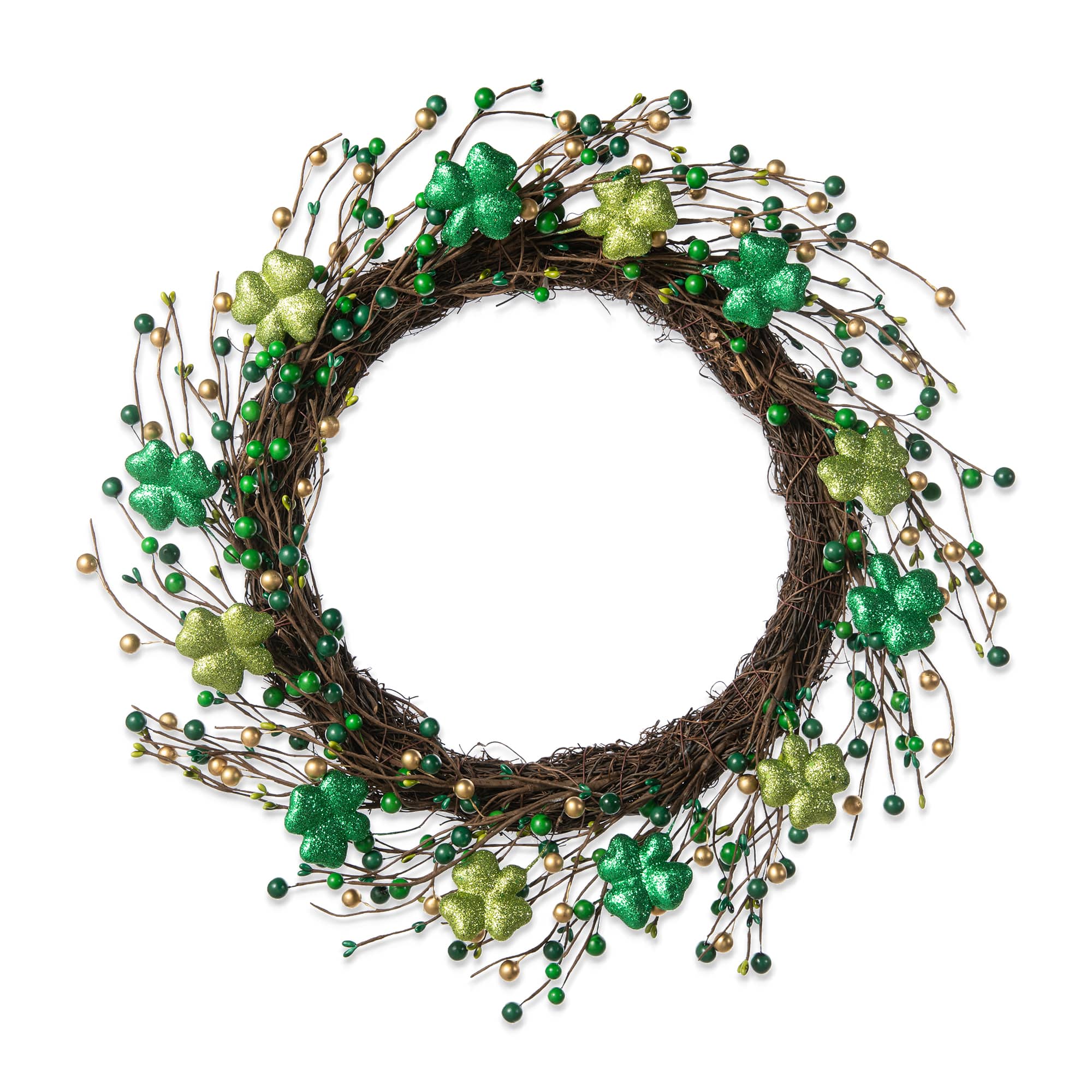 Glitzhome® 20" St. Patrick's Day Shamrock Berry Wreath