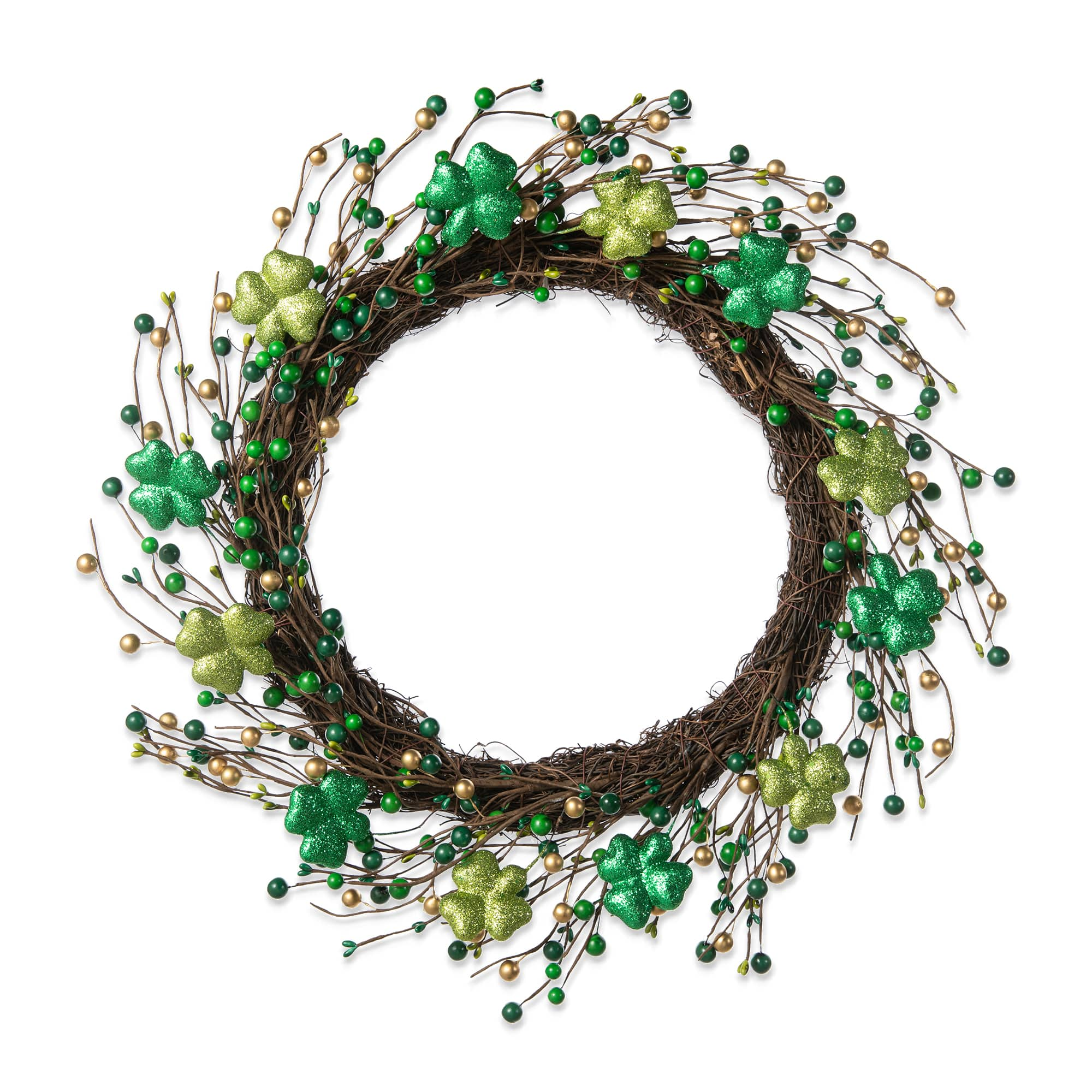 Glitzhome&#xAE; 20&#x22; St. Patrick&#x27;s Day Shamrock Berry Wreath