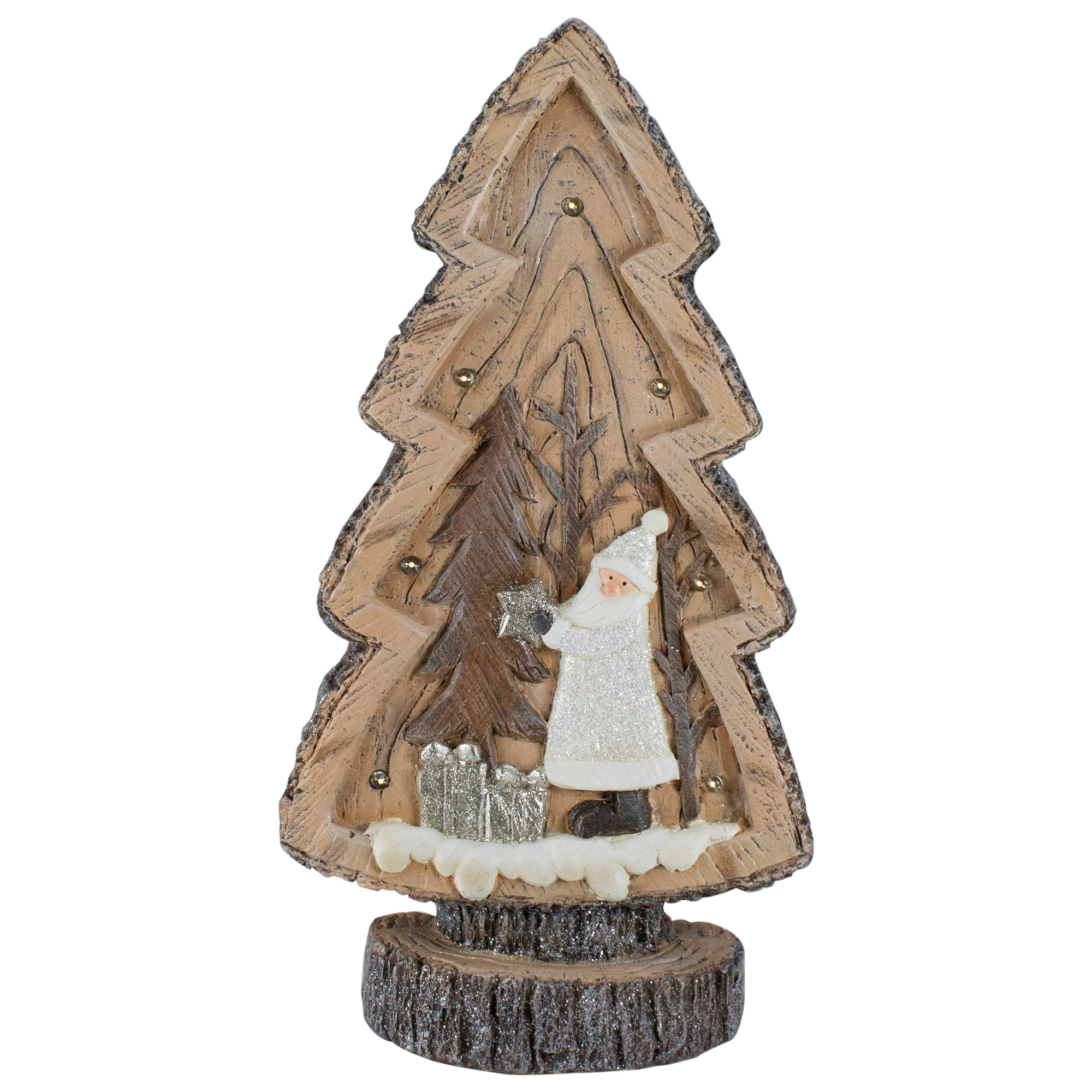 20" Pre-Lit LED Lighted Rustic Glitter with Winter Scene Christmas Tree
