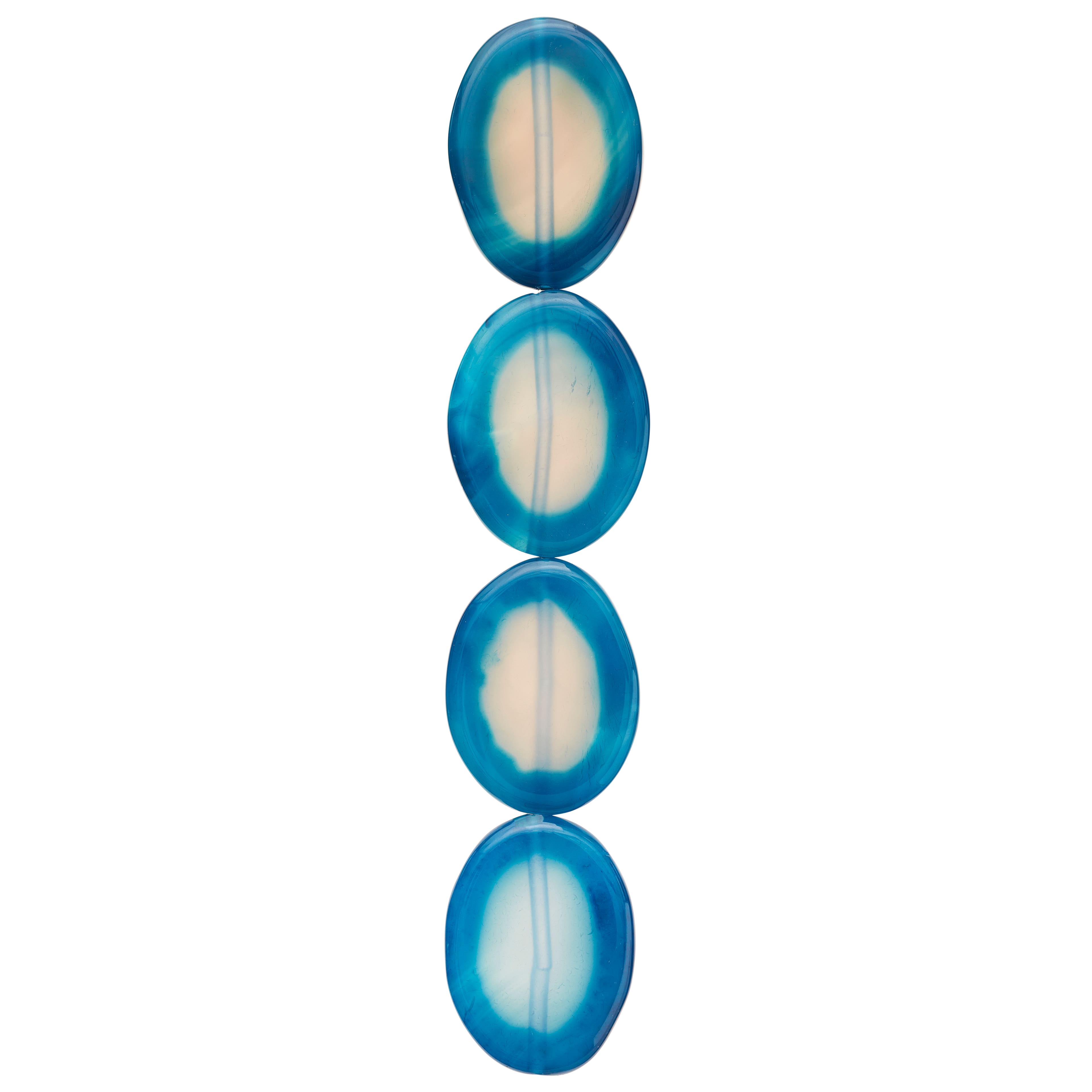 Fire Blue Agate Oval Beads, 40mm by Bead Landing™