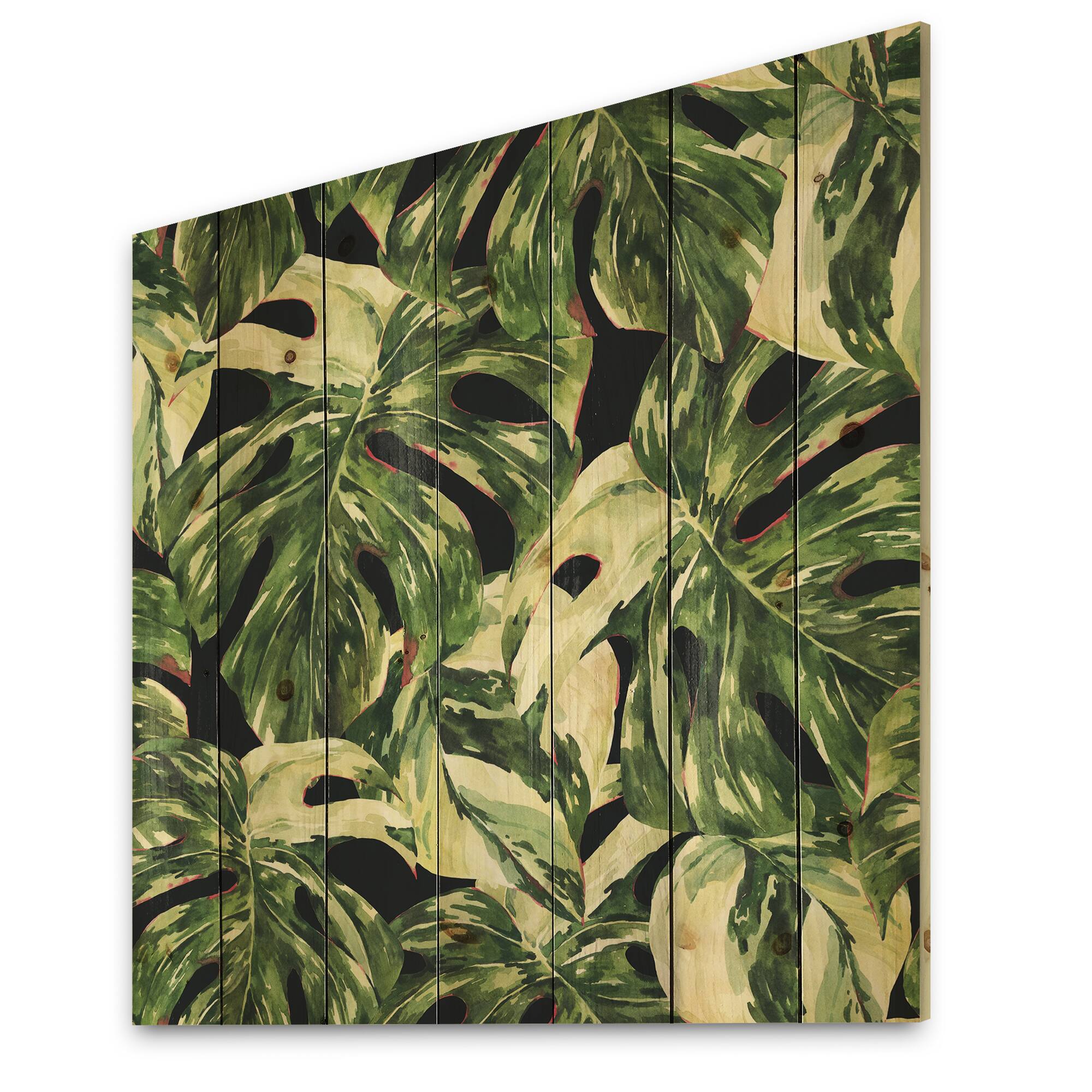 Designart - Natural Leaves Exotic On Dark II