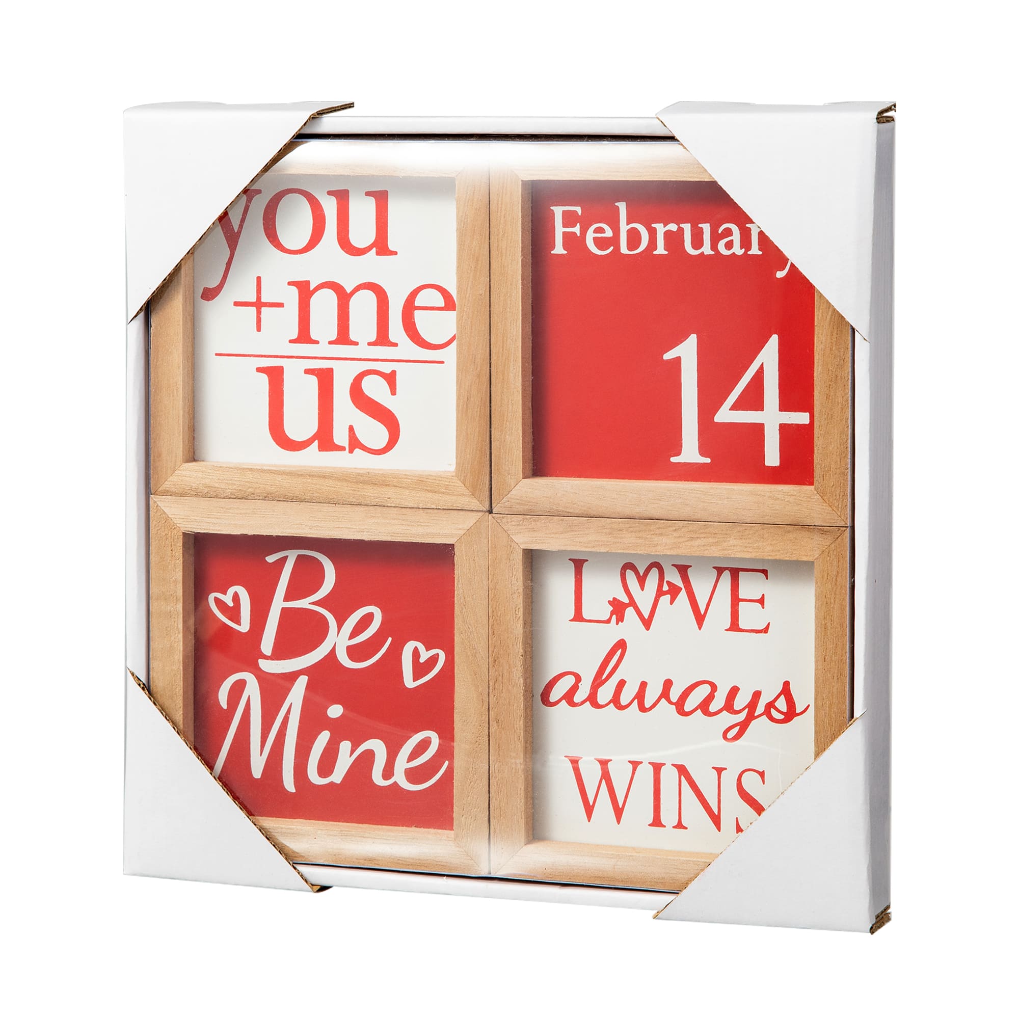 Glitzhome&#xAE; 4&#x22; Valentine&#x27;s Wooden Block Table D&#xE9;cor Set