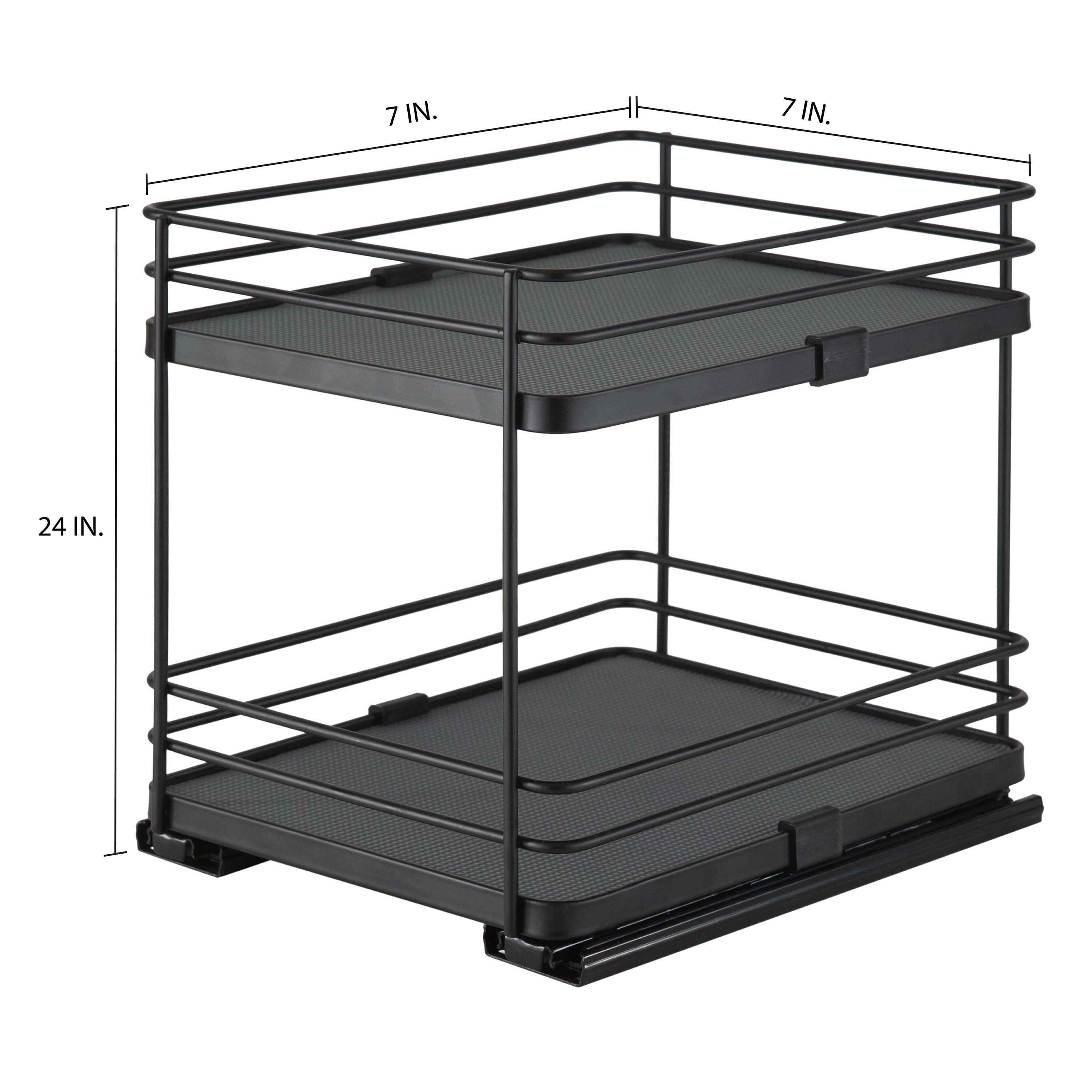 Organize It All Matte Black 2-Tier Slide Out Shelf Organizer