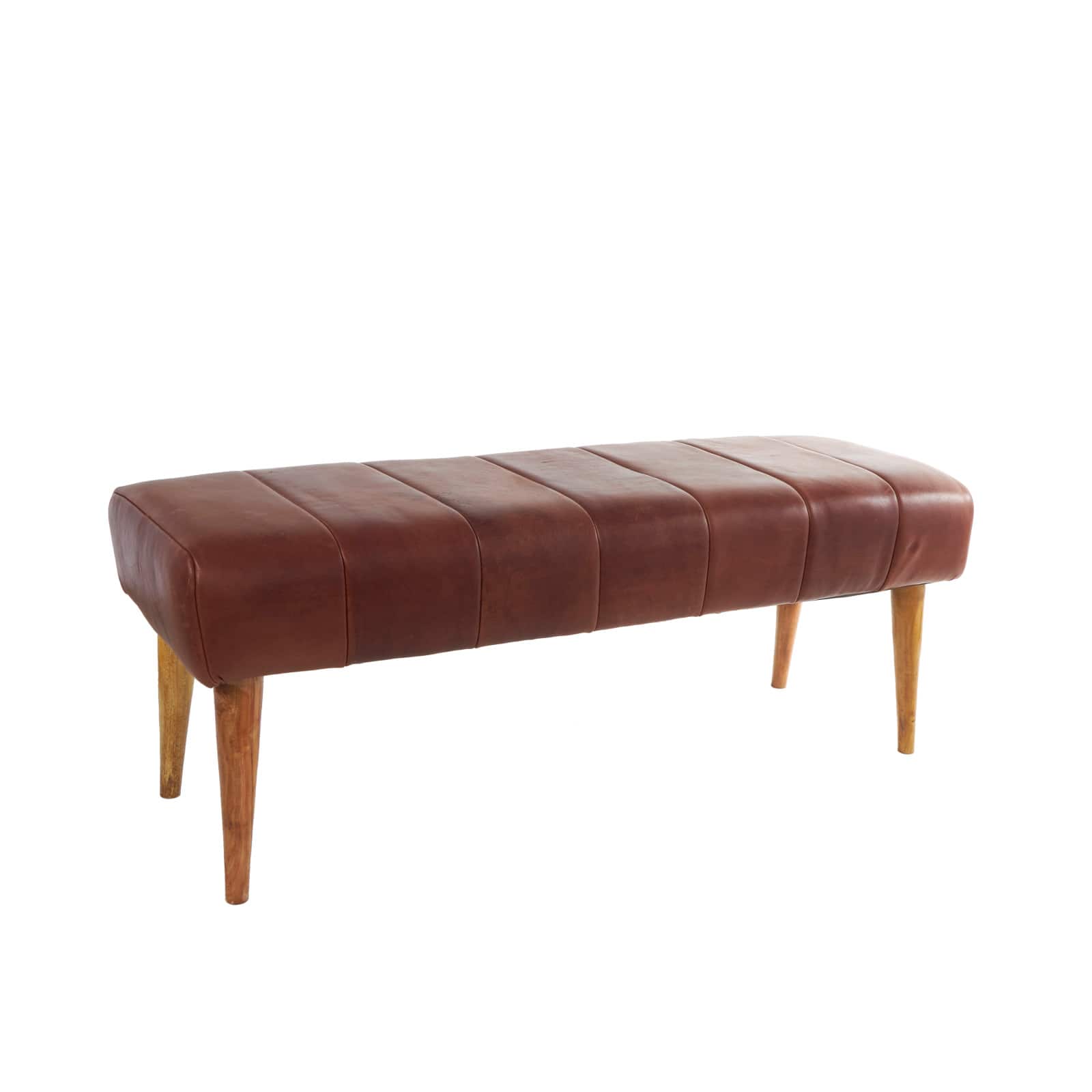4ft. Brown Leather Upholstered Bench