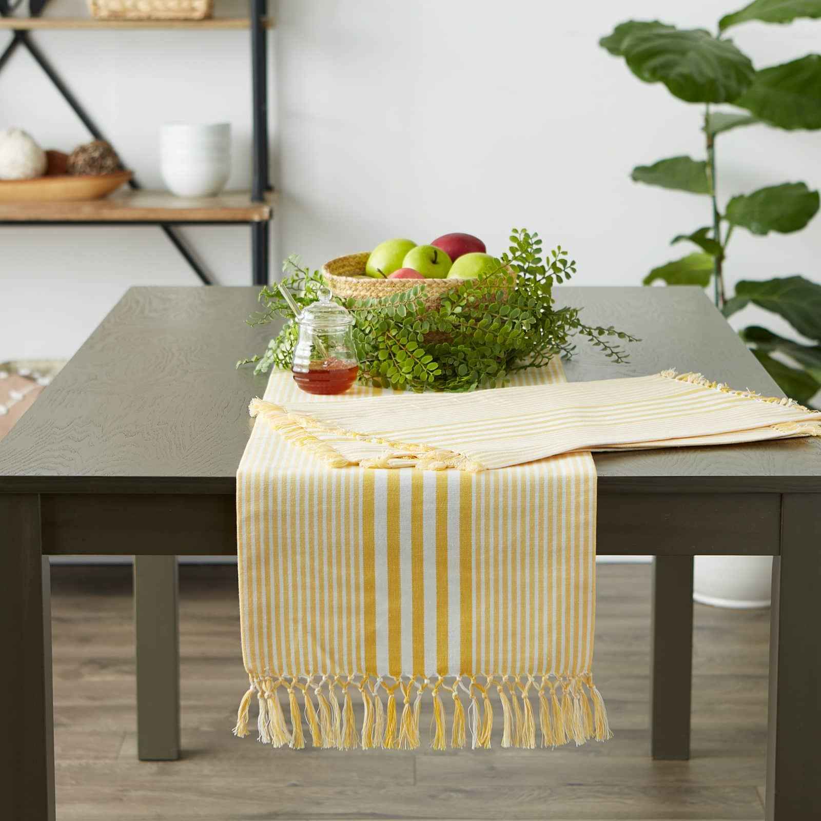 DII&#xAE; Deep Yellow Stripes With Fringe Placemats, 6ct.