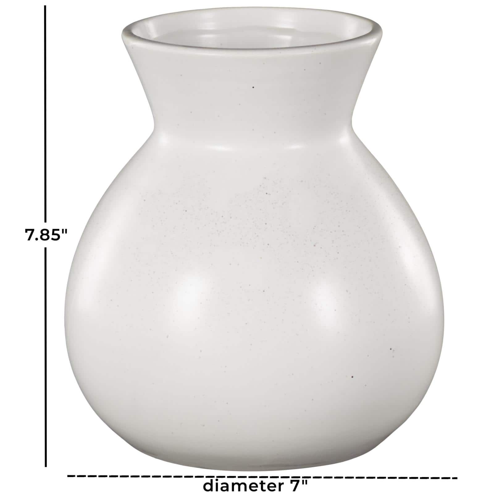 8&#x22; White Speckled Ceramic Minimalistic Vase
