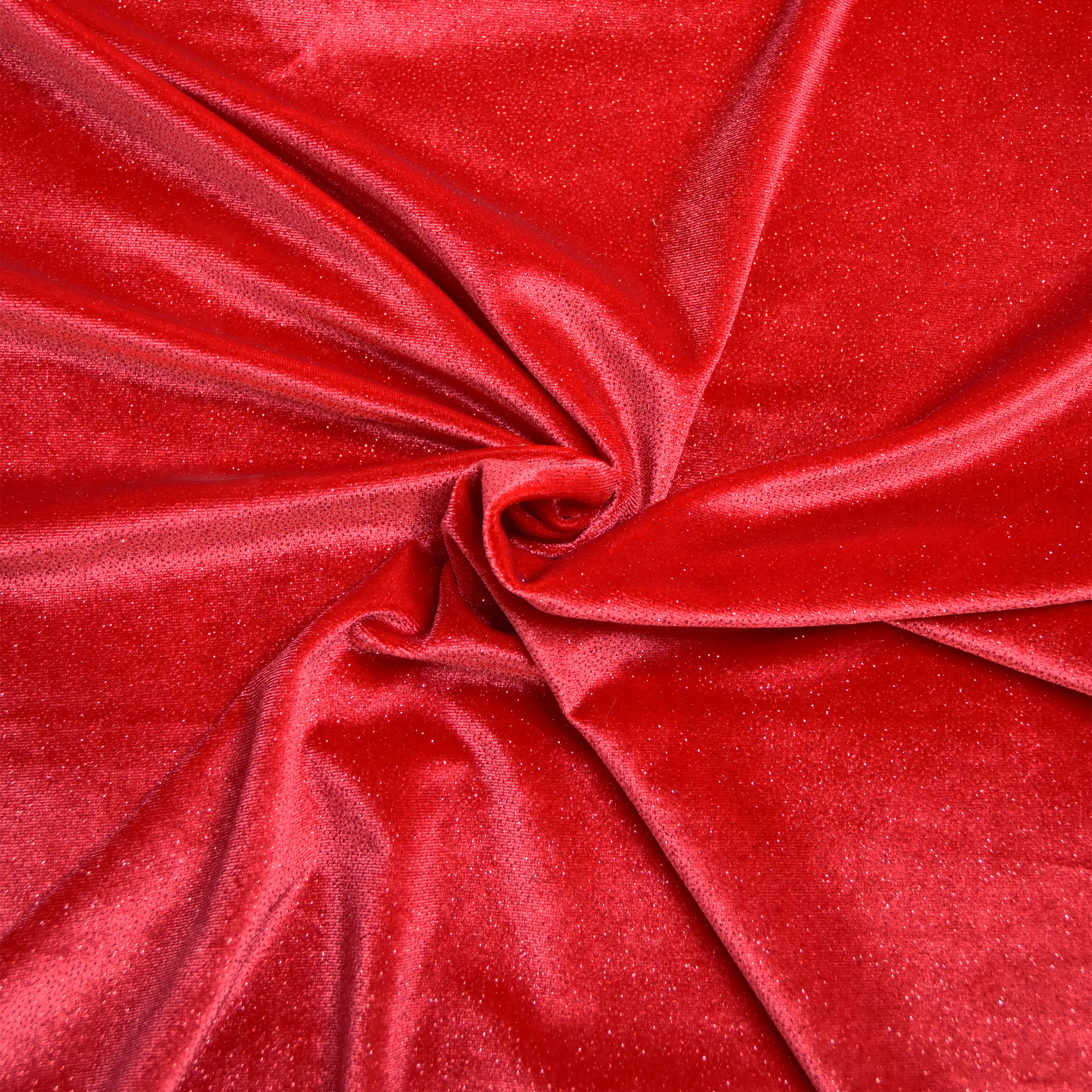 Feldman Red Sparkle Stretch Velvet Fabric
