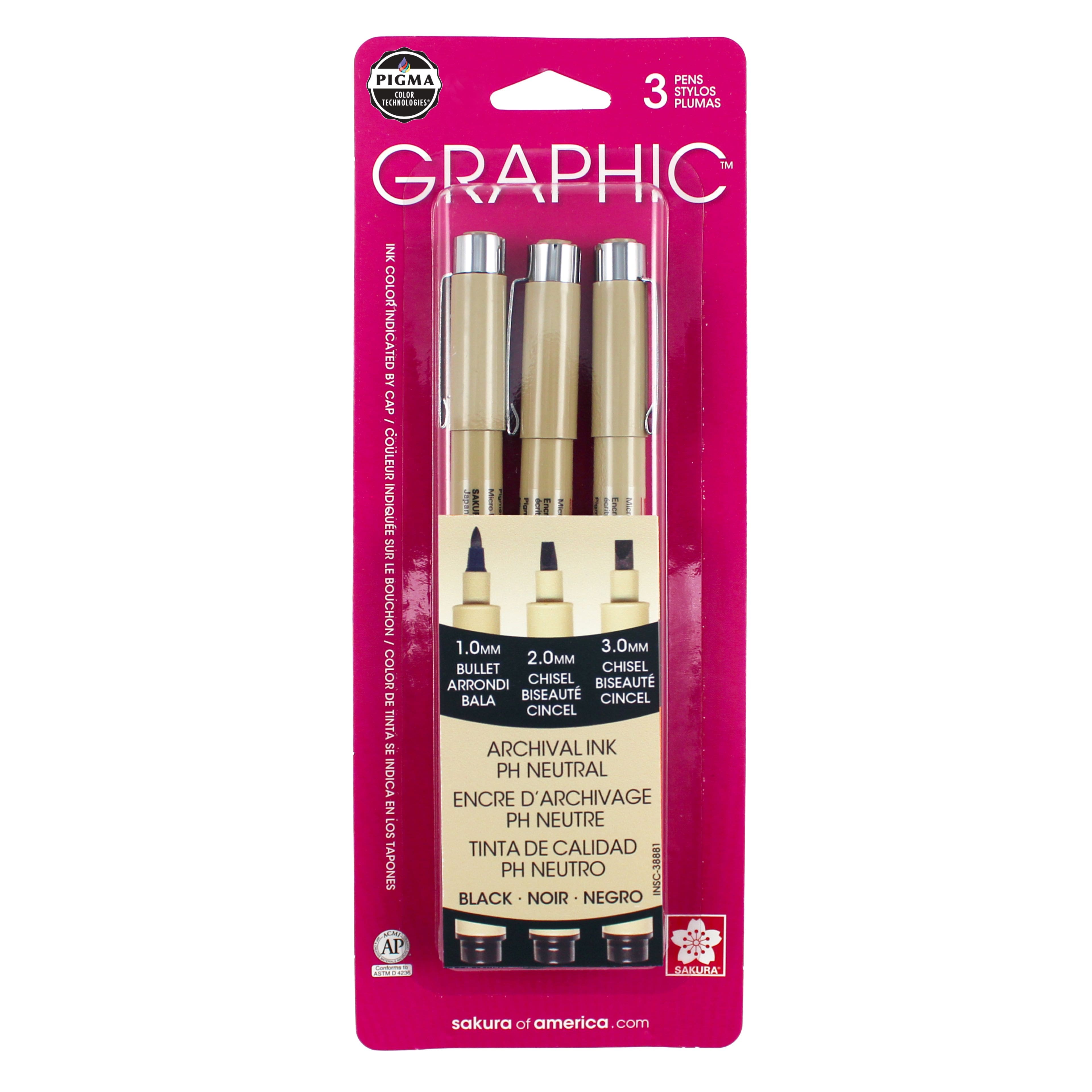 12 Packs: 3 ct. (36 total) Pigma® Graphic™ Black Pen Set