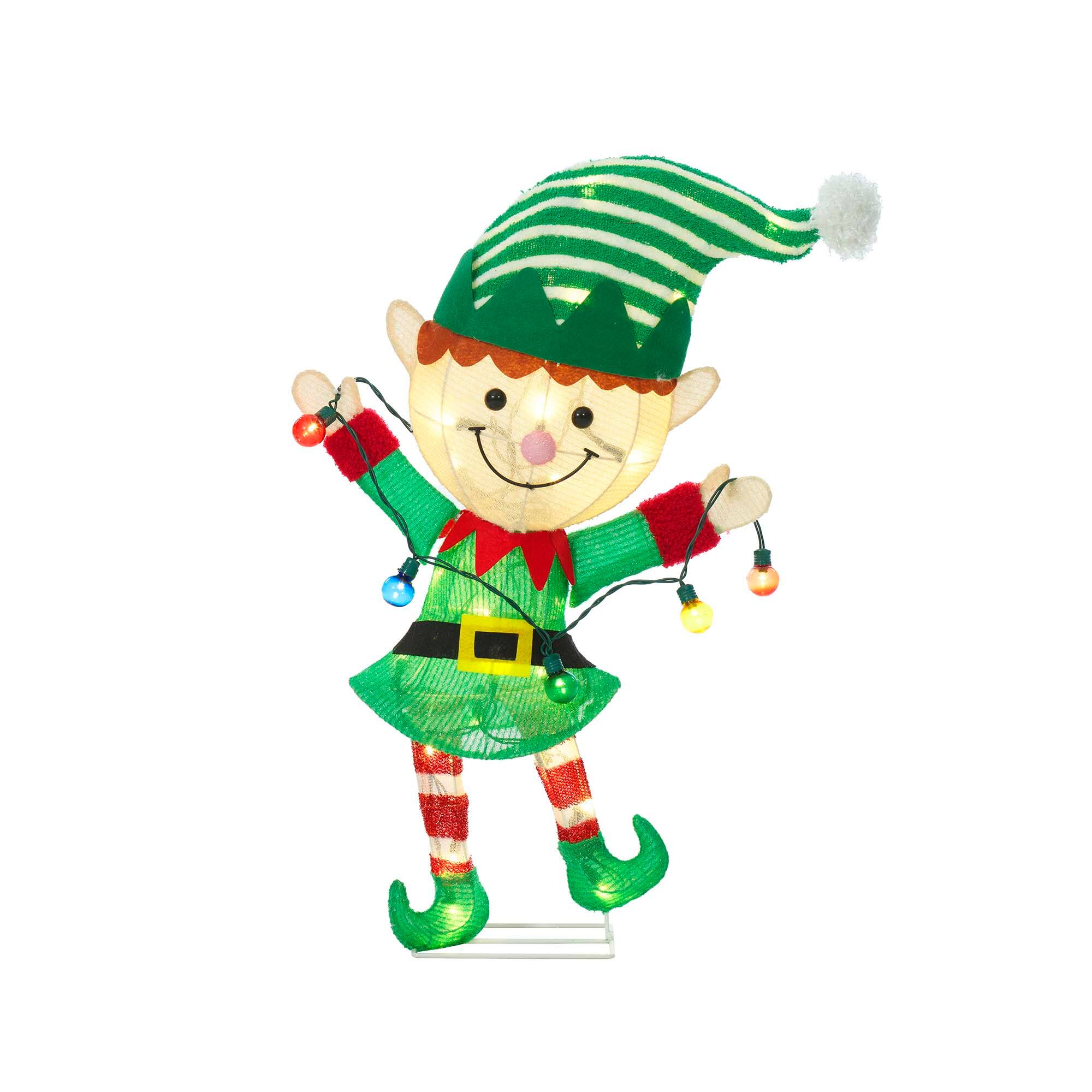 28" Tinself Elf with String Lights Figurine
