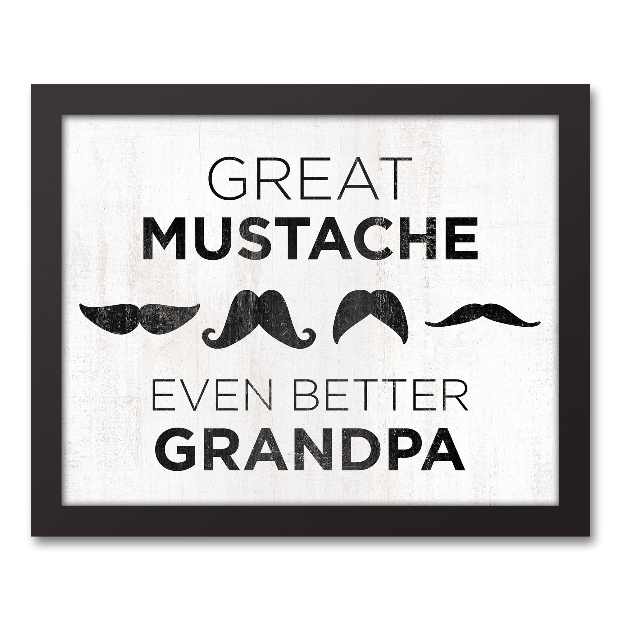 Great Mustache Grandpa Black Framed Canvas