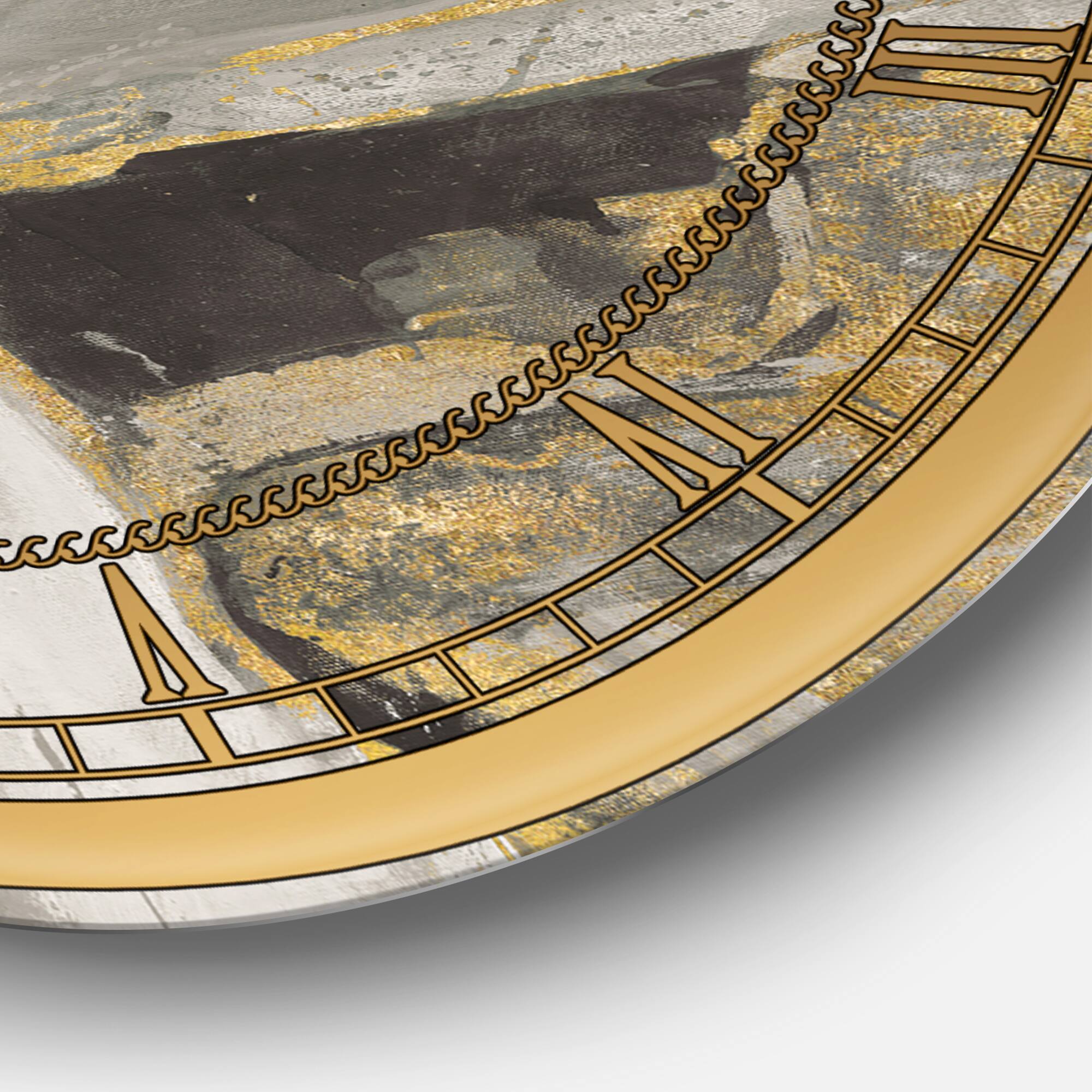 Designart &#x27;Marble Gold And Black Glam Wall Clock