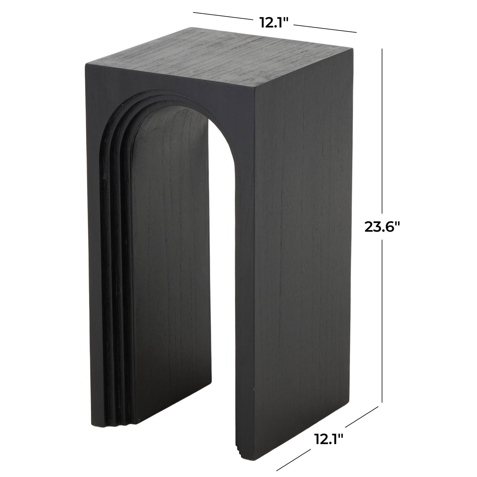 12" x 24" Black Wood Cutout Arch Side End Accent Table