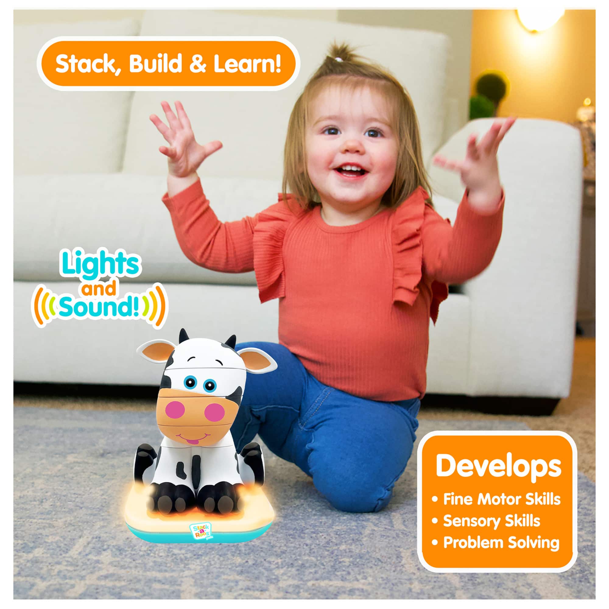 Stack-a-Roos Pals™ Baby Cow Stacking Animal Tower