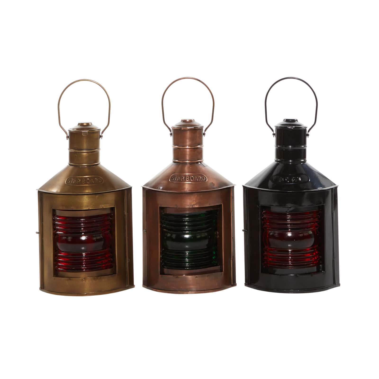 Set of 3&#x22; Multi Colored Metal Rustic Lantern, 5&#x22; x 11&#x22;