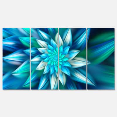 Designart - Huge Blue Fractal Flower - Floral Canvas Art Print | 48" x 28" - 4 Panels | Michaels&reg;